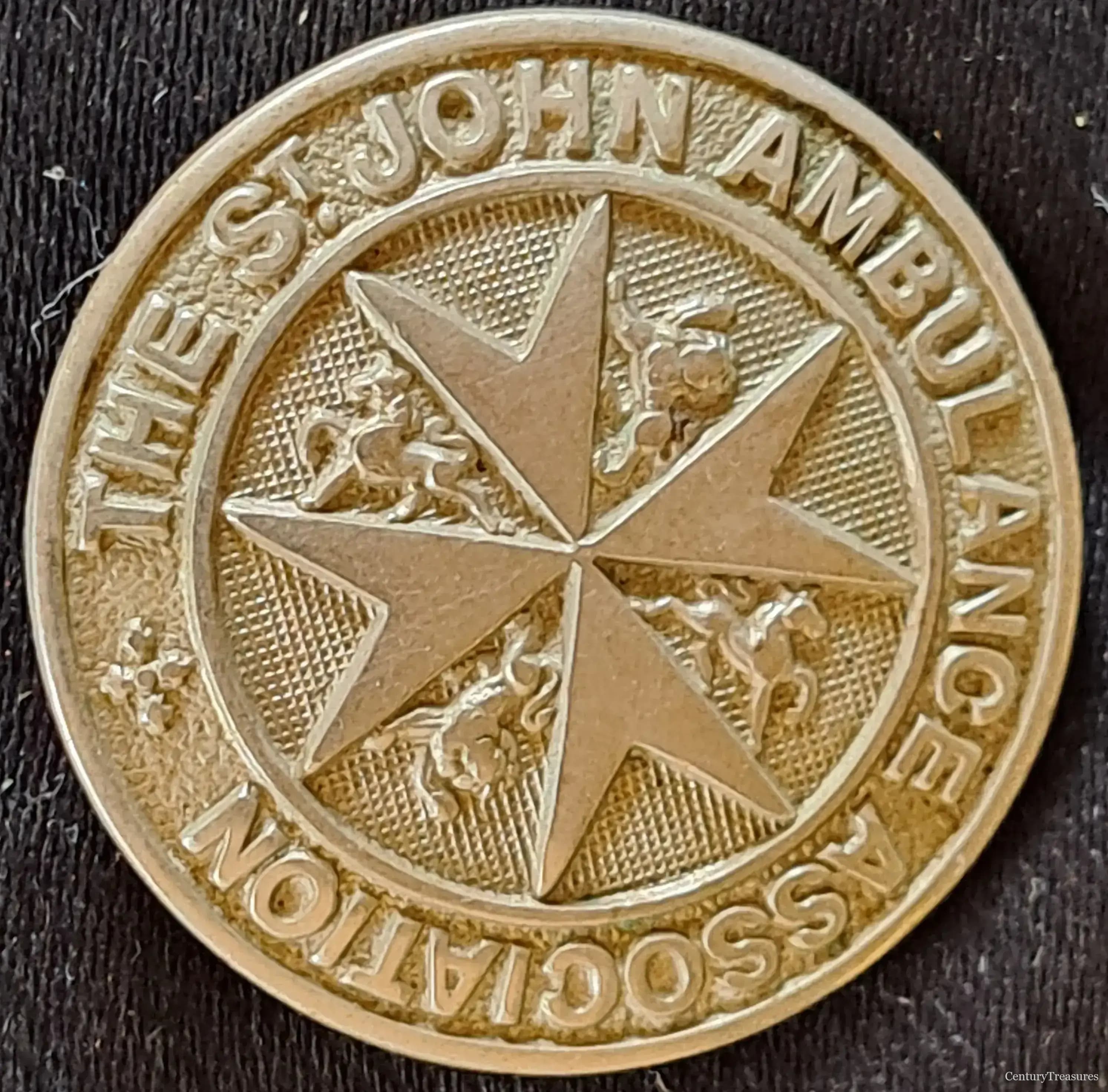 St. John Ambulance Association White Metal Uniform Badge