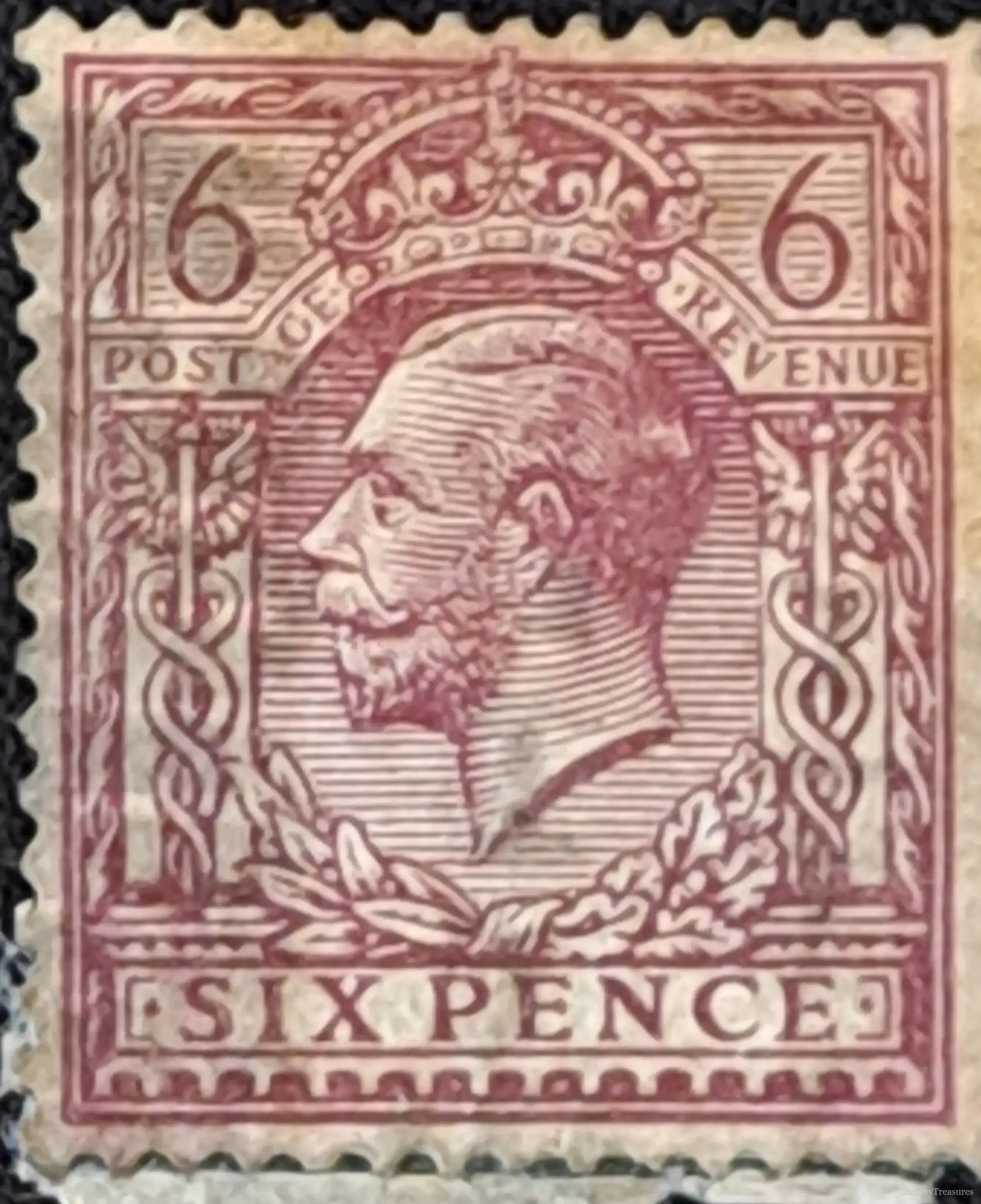King George V Six Pence Stamp