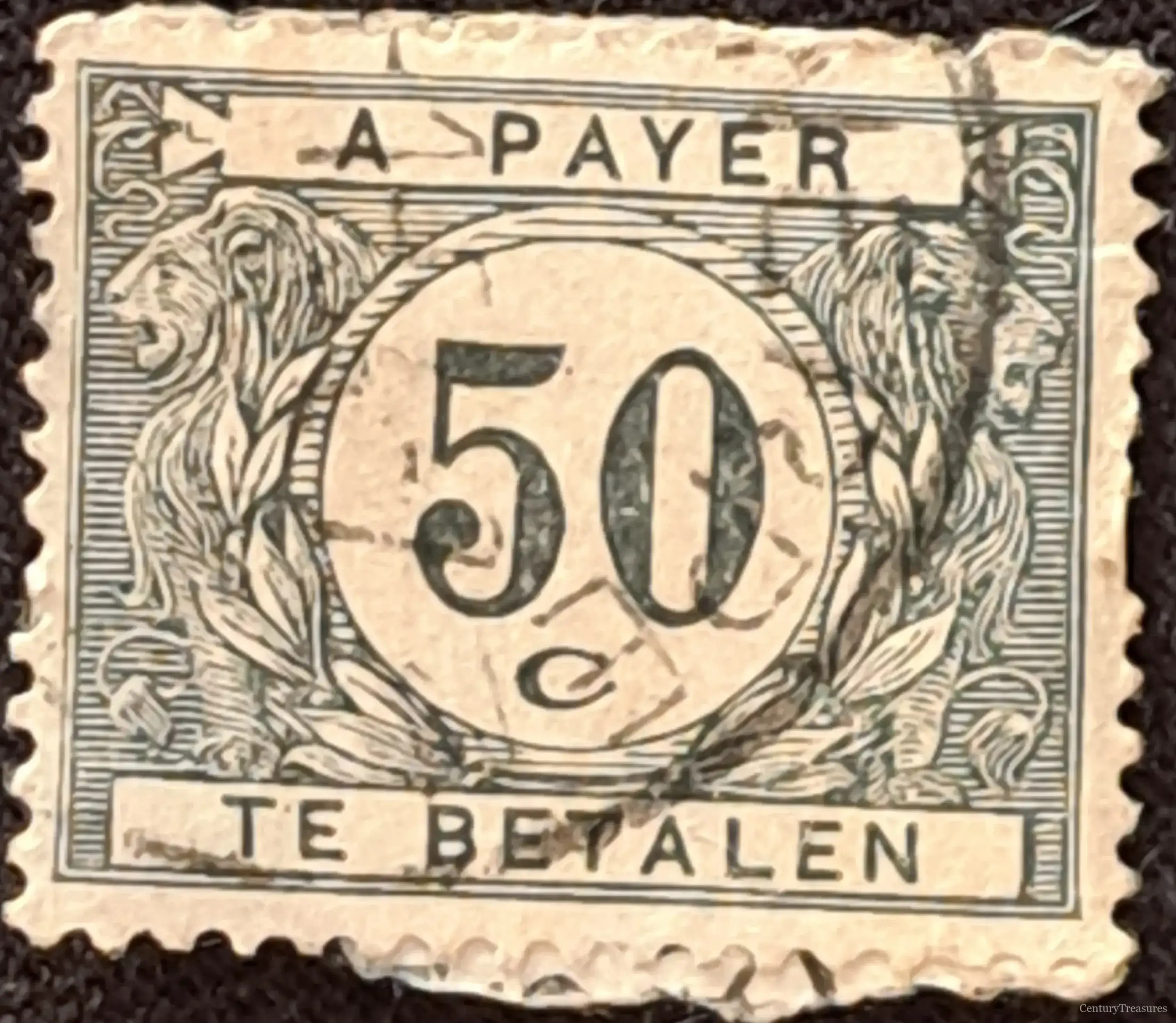 Belgium Dual-Language 50c Postage Due
