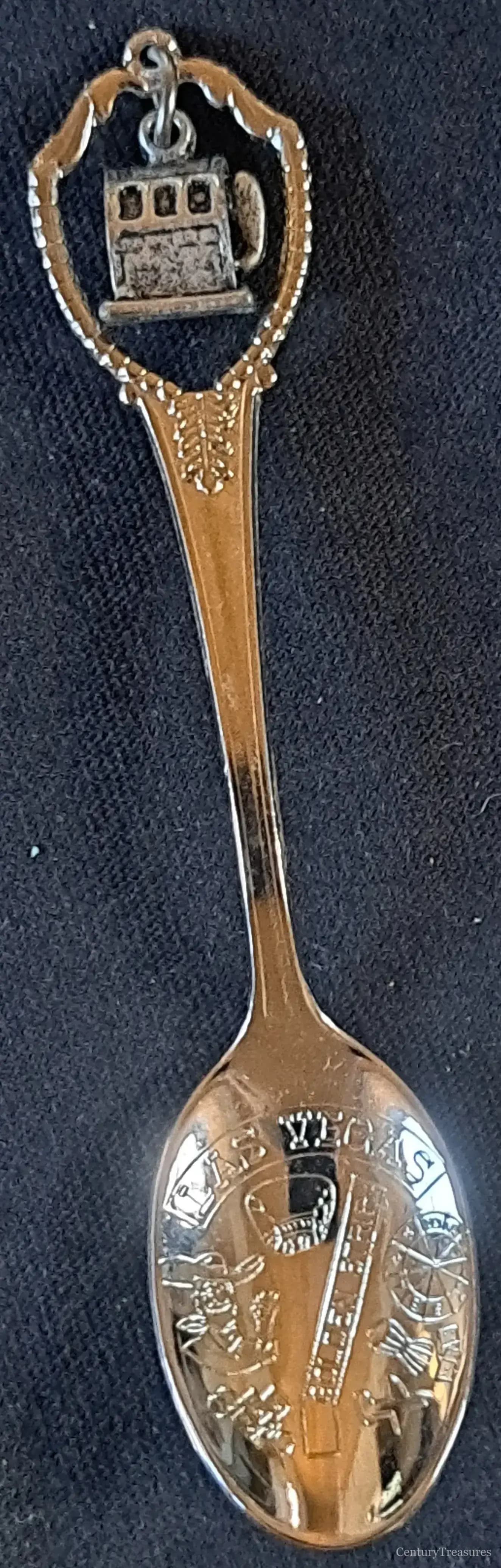 Las Vegas Vintage Souvenir Spoon with Hanging Slot Machine Charm
