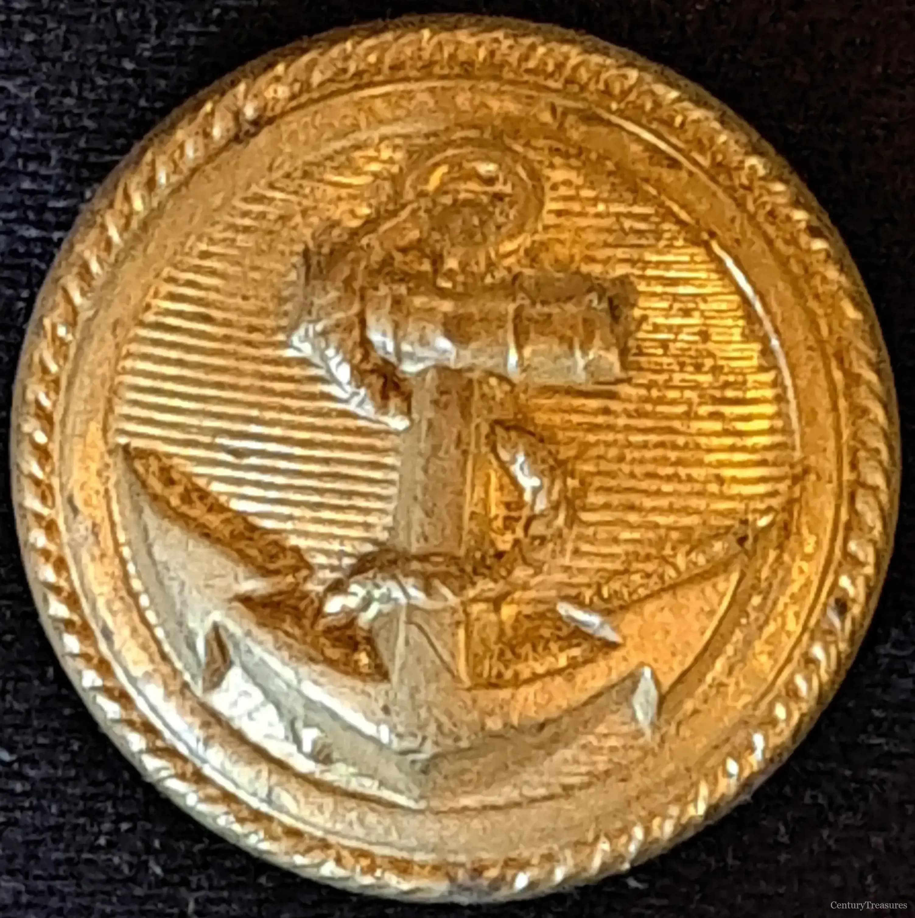 Belgian Merchant Navy Gilded Uniform Button