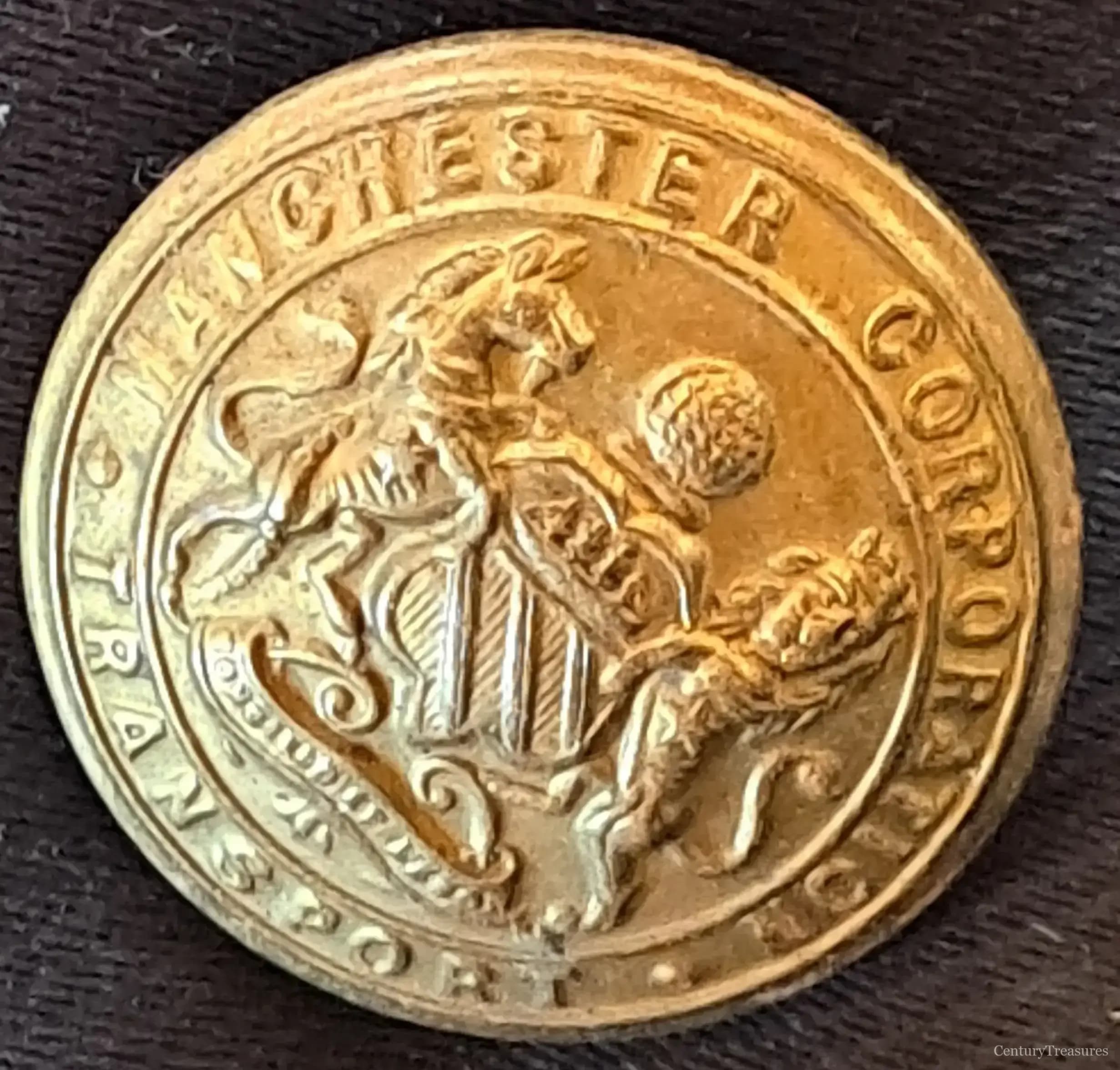 Manchester Corporation Transport Brass Uniform Button