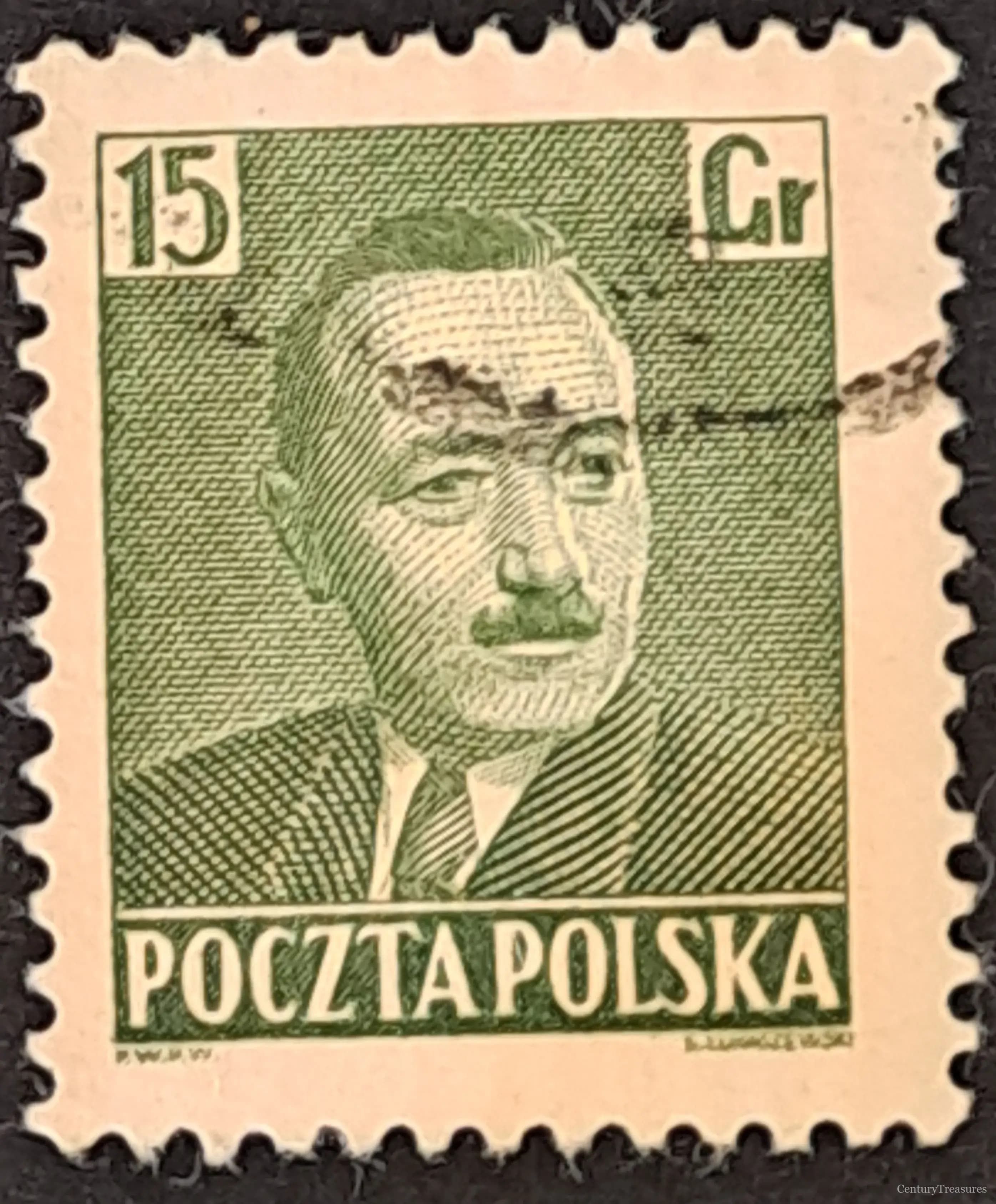 Poland President Bolesław Bierut 15-Groszy Green Definitive