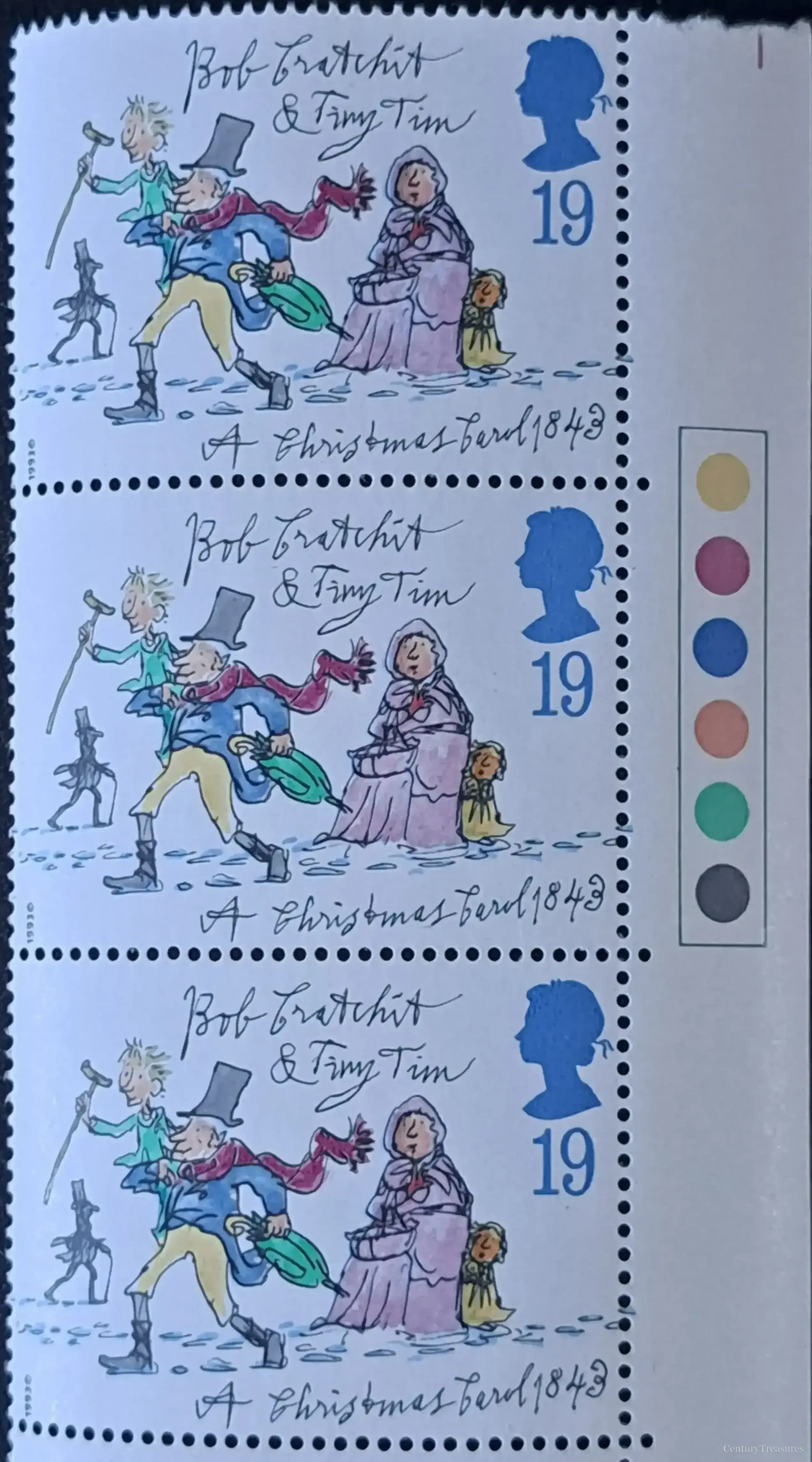 Royal Mail Charles Dickens Christmas Centenary Postage Stamp Strip