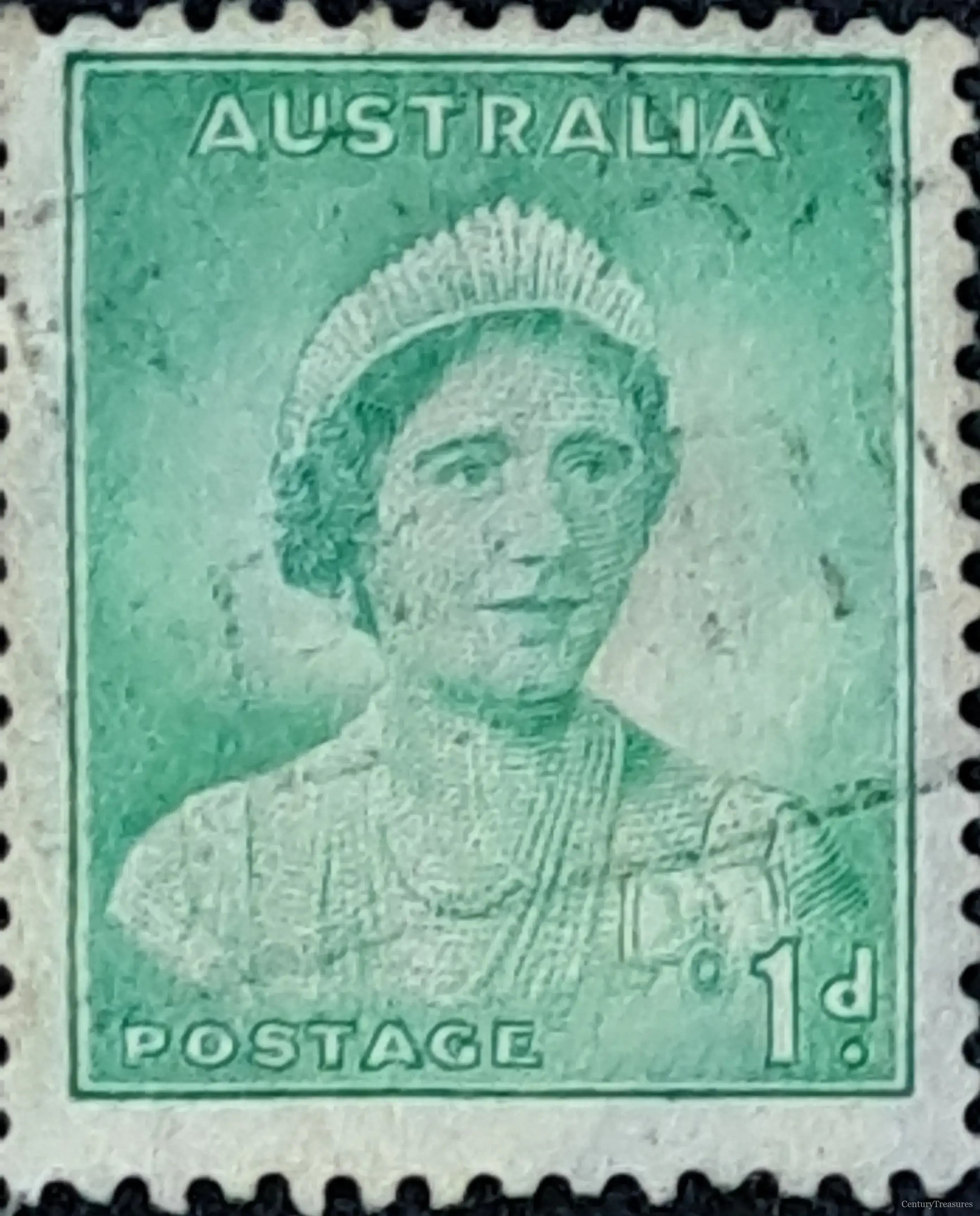 Australia 1d Queen Mother Green Definitive