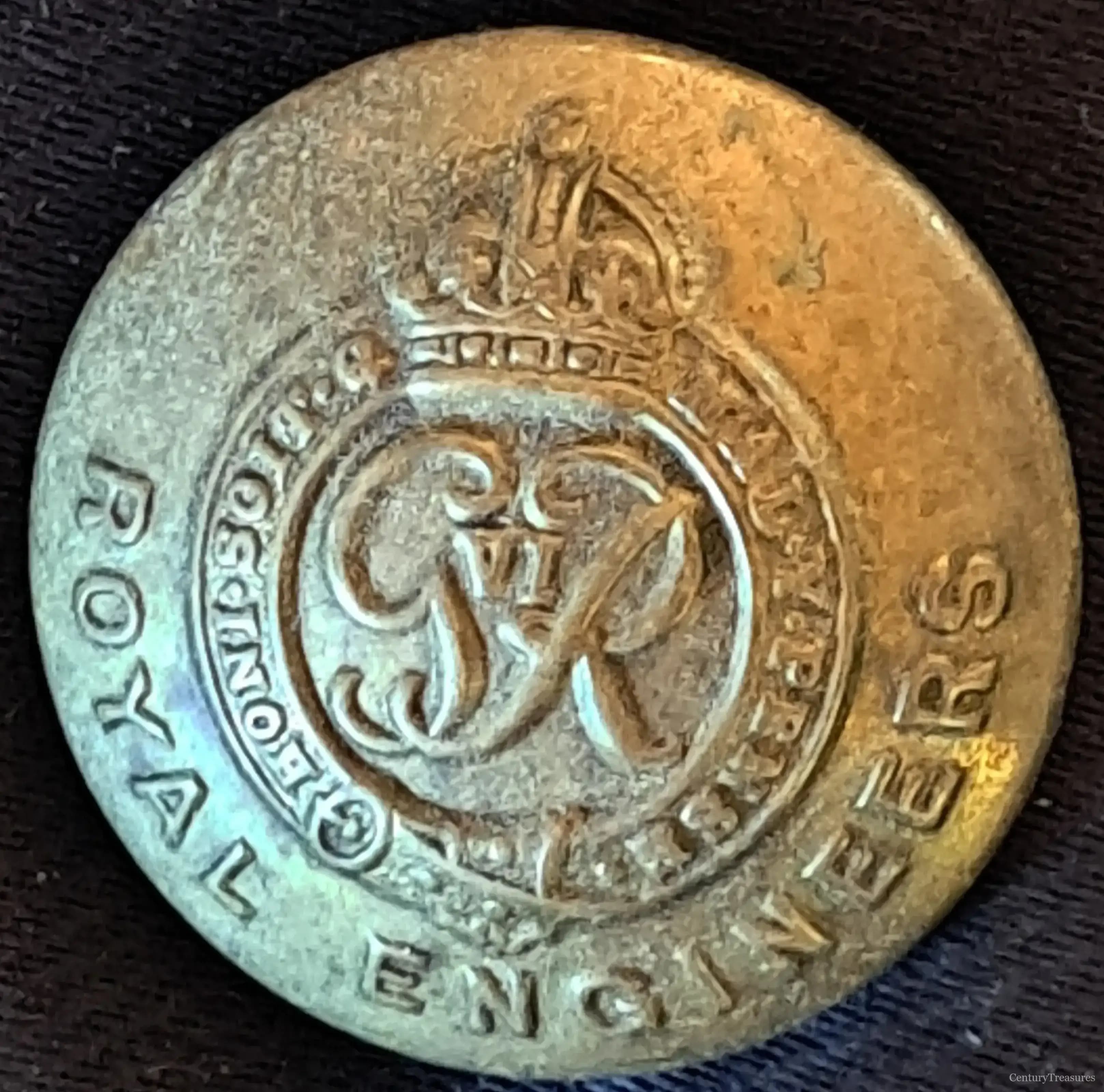 Royal Engineers King George VI Brass Uniform Button