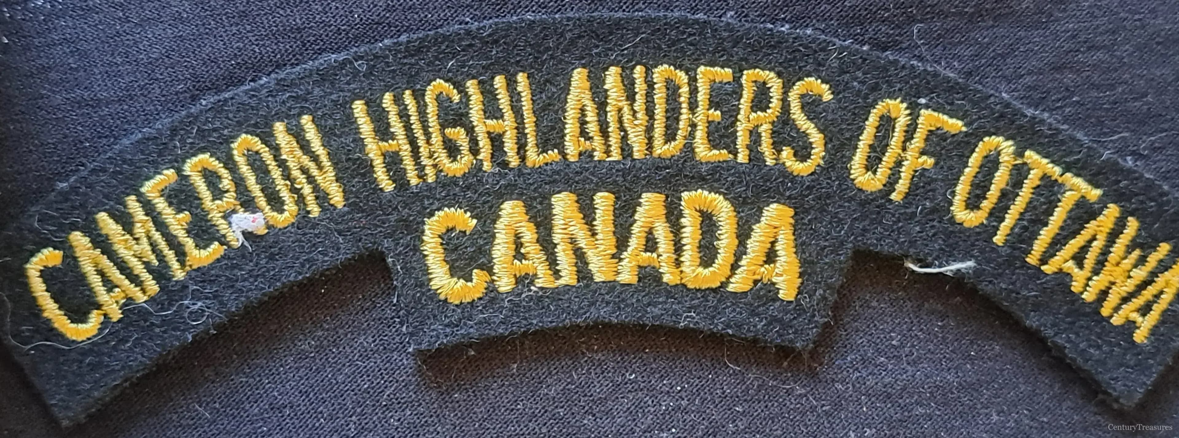 Cameron Highlanders of Ottawa Canada Shoulder Title