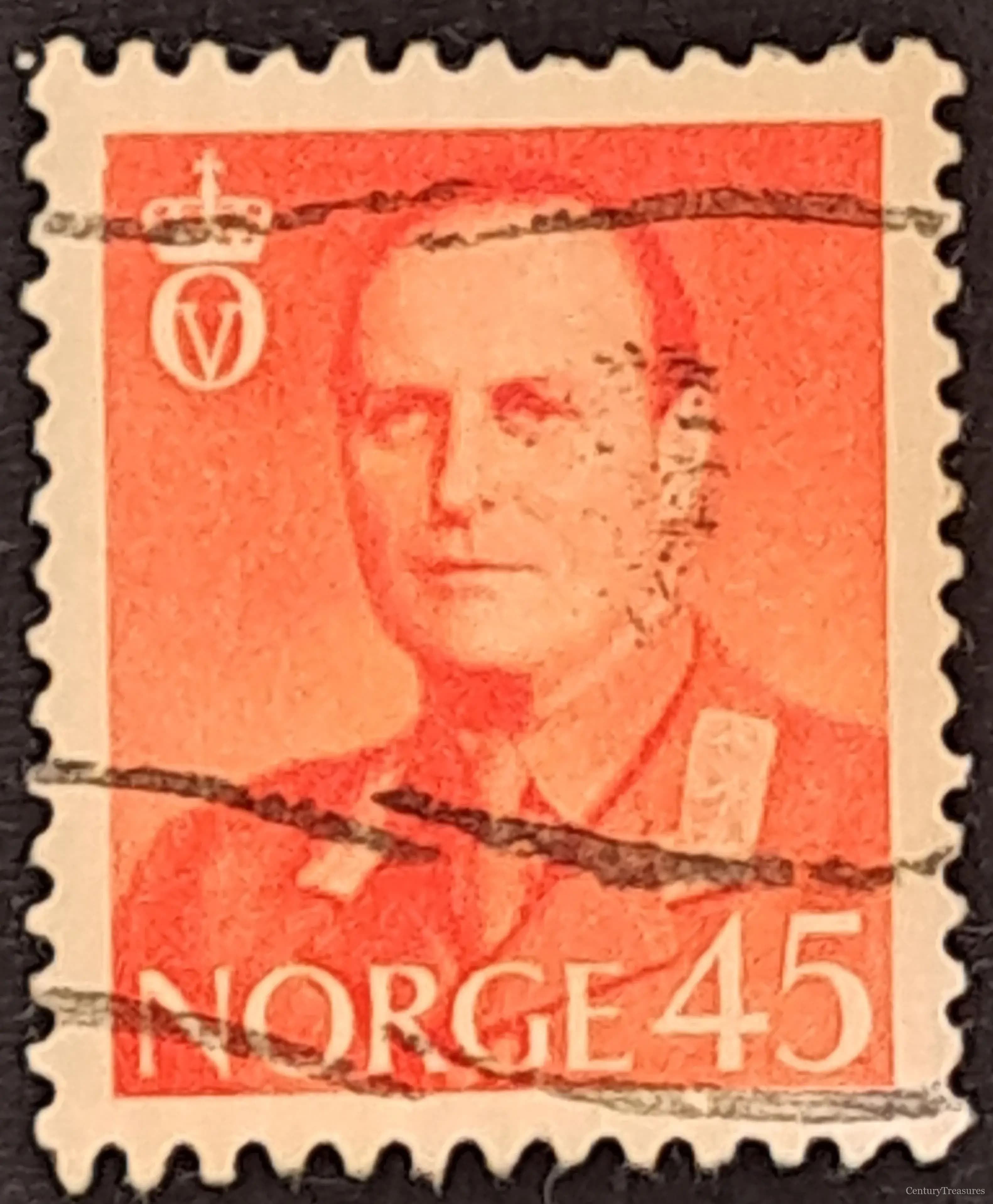 Norway King Olav V Red-Orange Definitive