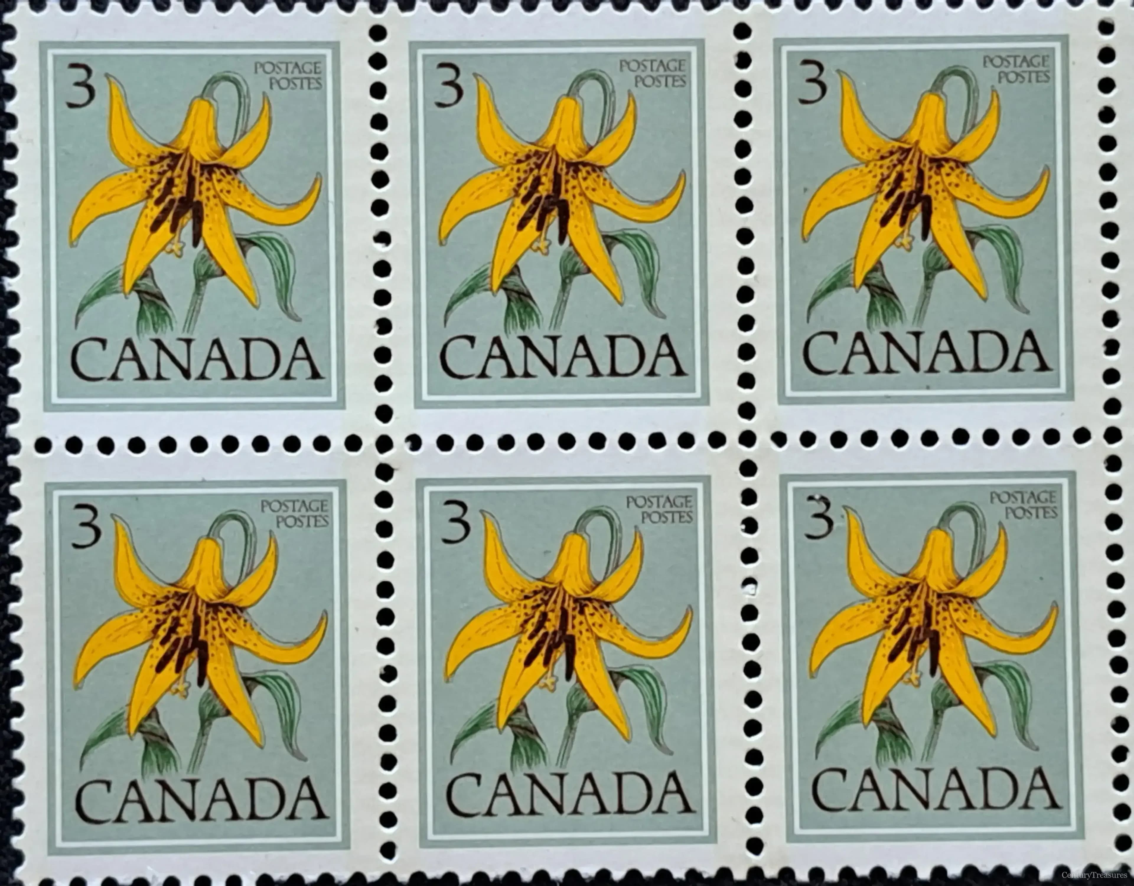 Canada Lily Postage Stamp Block