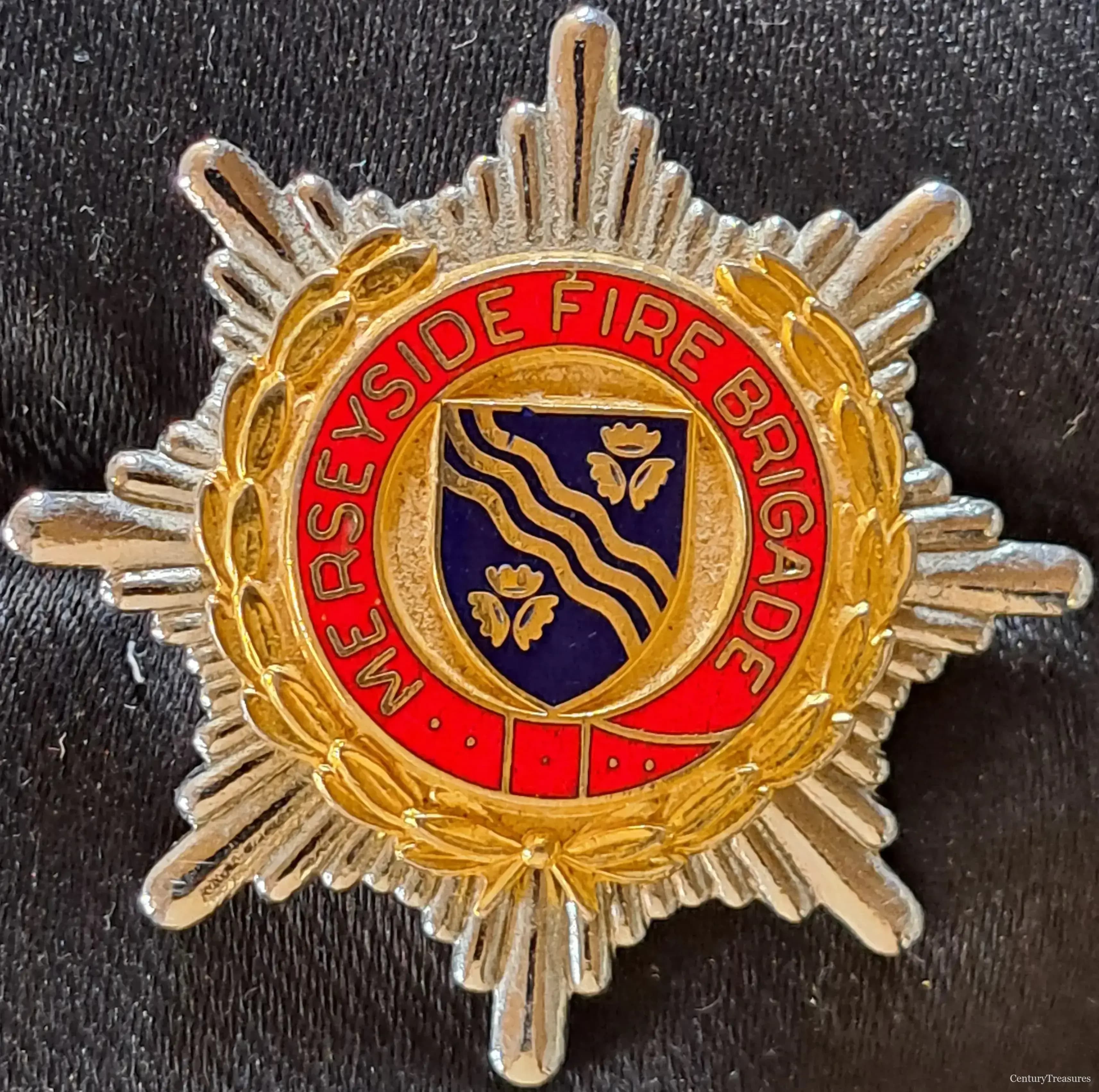 Merseyside Fire Brigade Bi-Metal Cap Badge