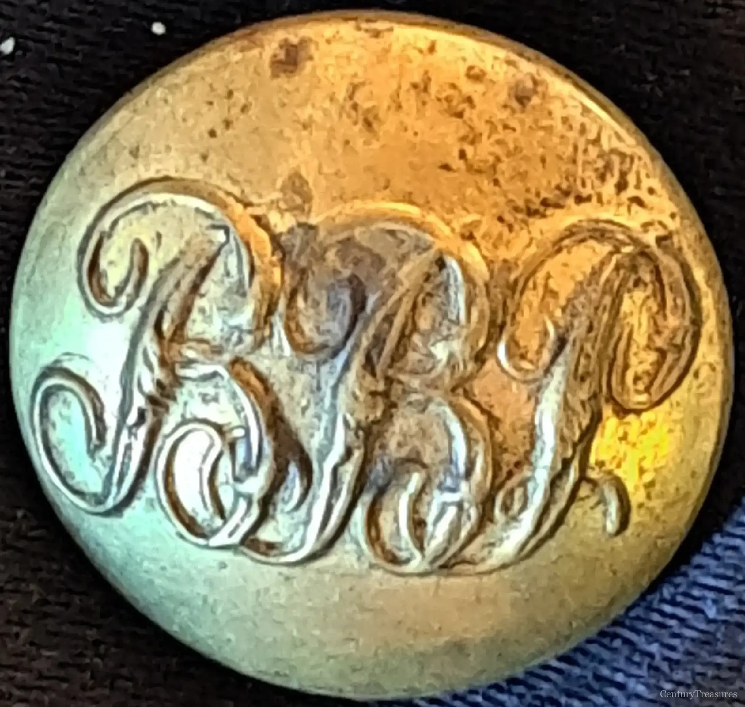 Antique RRP Script Monogram Livery Button