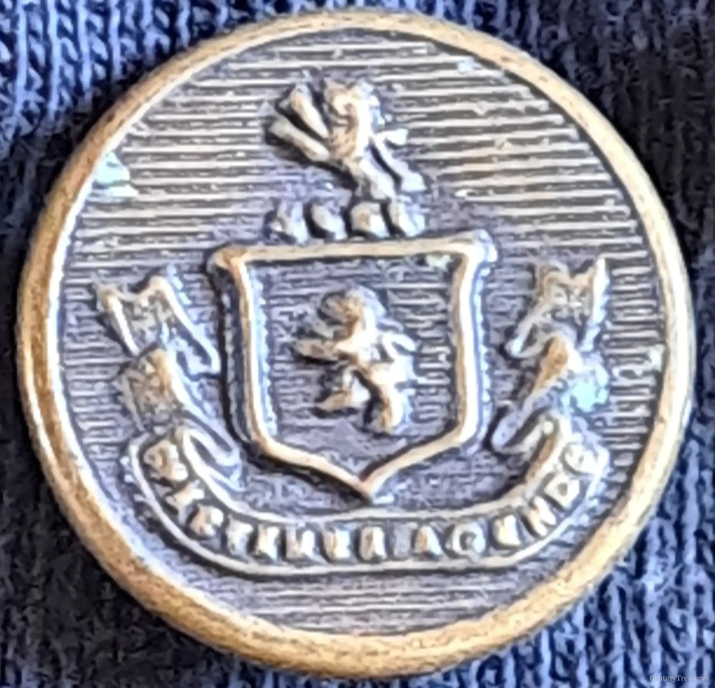 Vintage Spectemur Agendo Heraldic Blazer Button