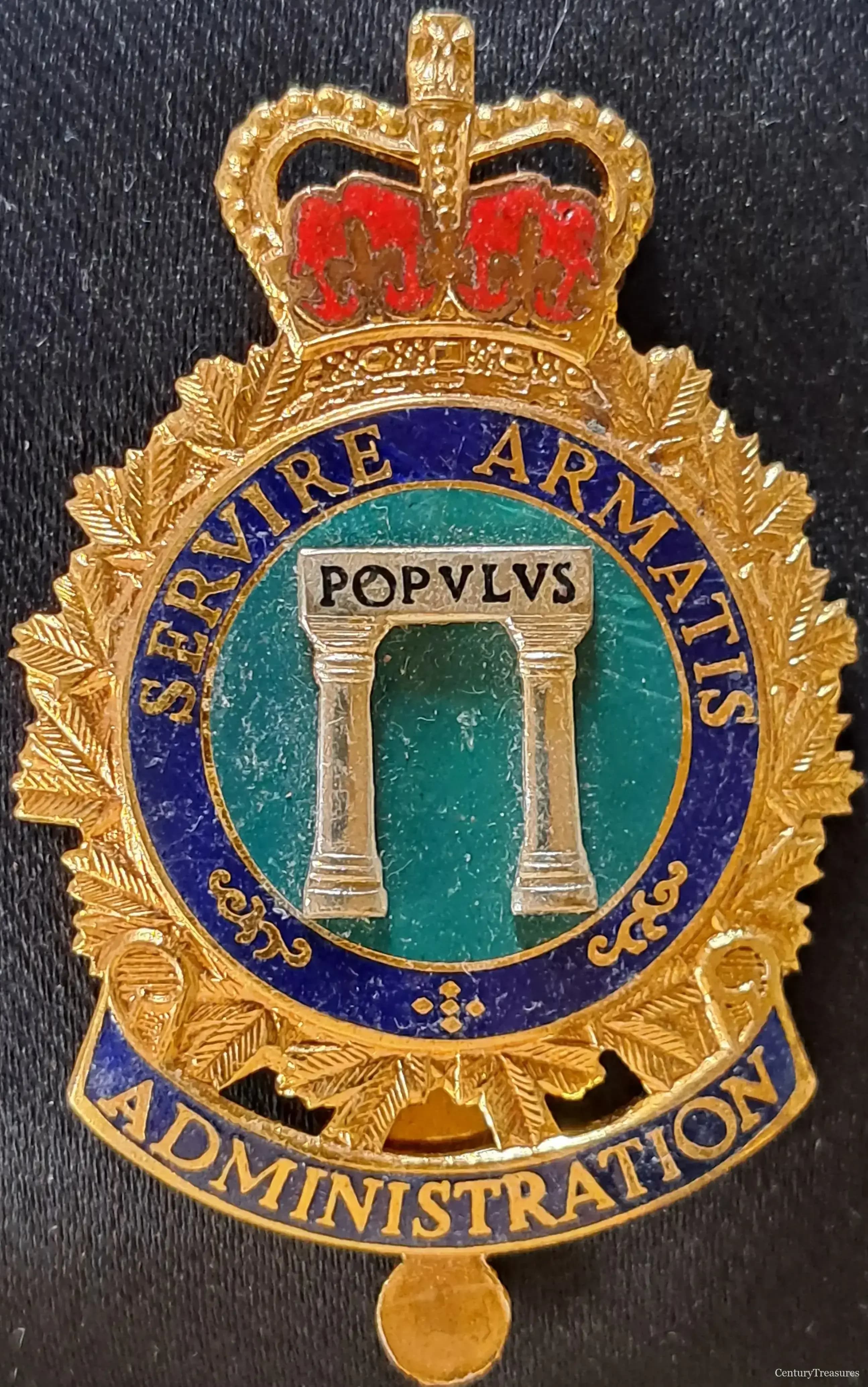 Canadian Armed Forces Administration Branch Cap Badge
