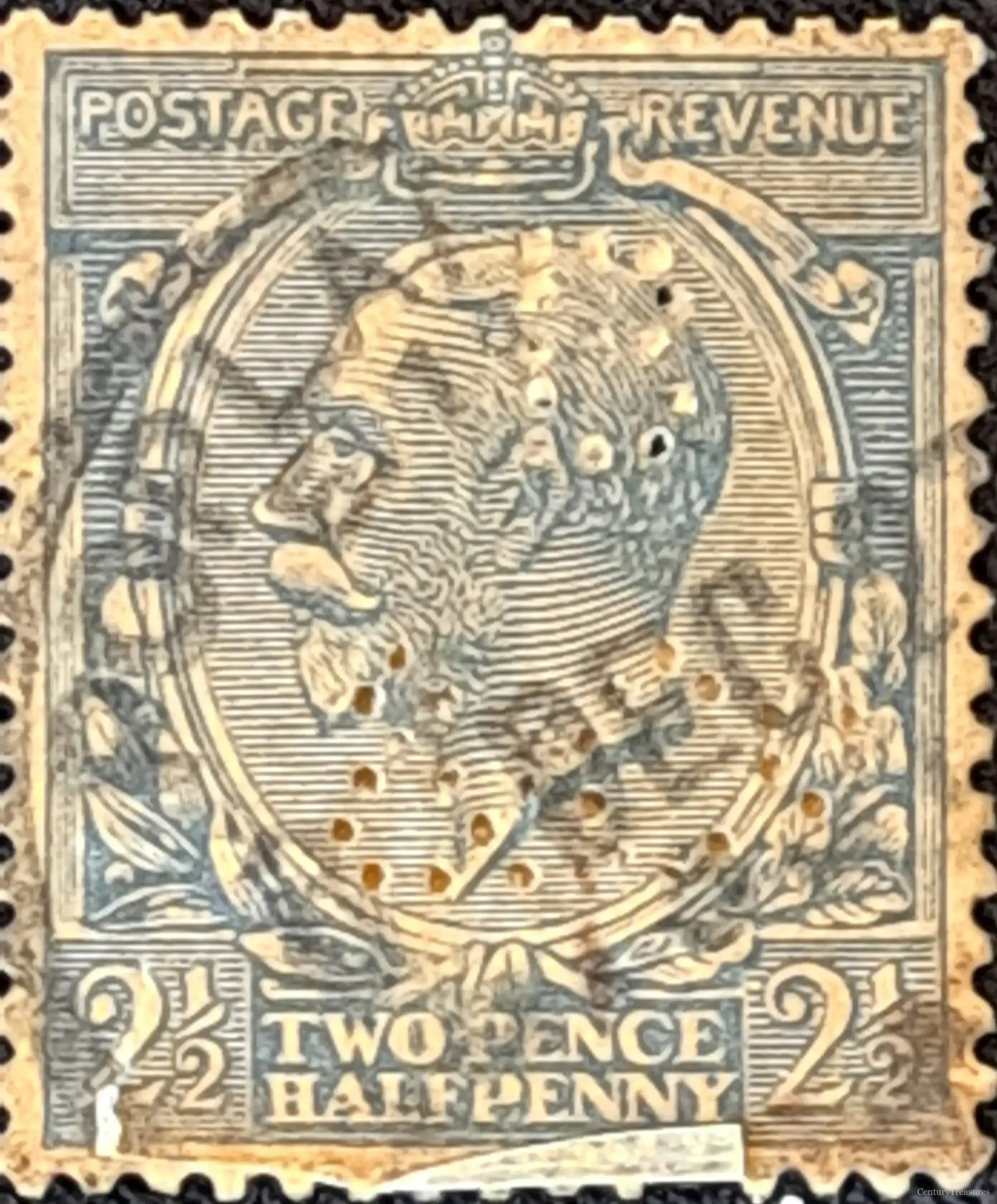 King Edward VII 2½d Ultramarine Perfin