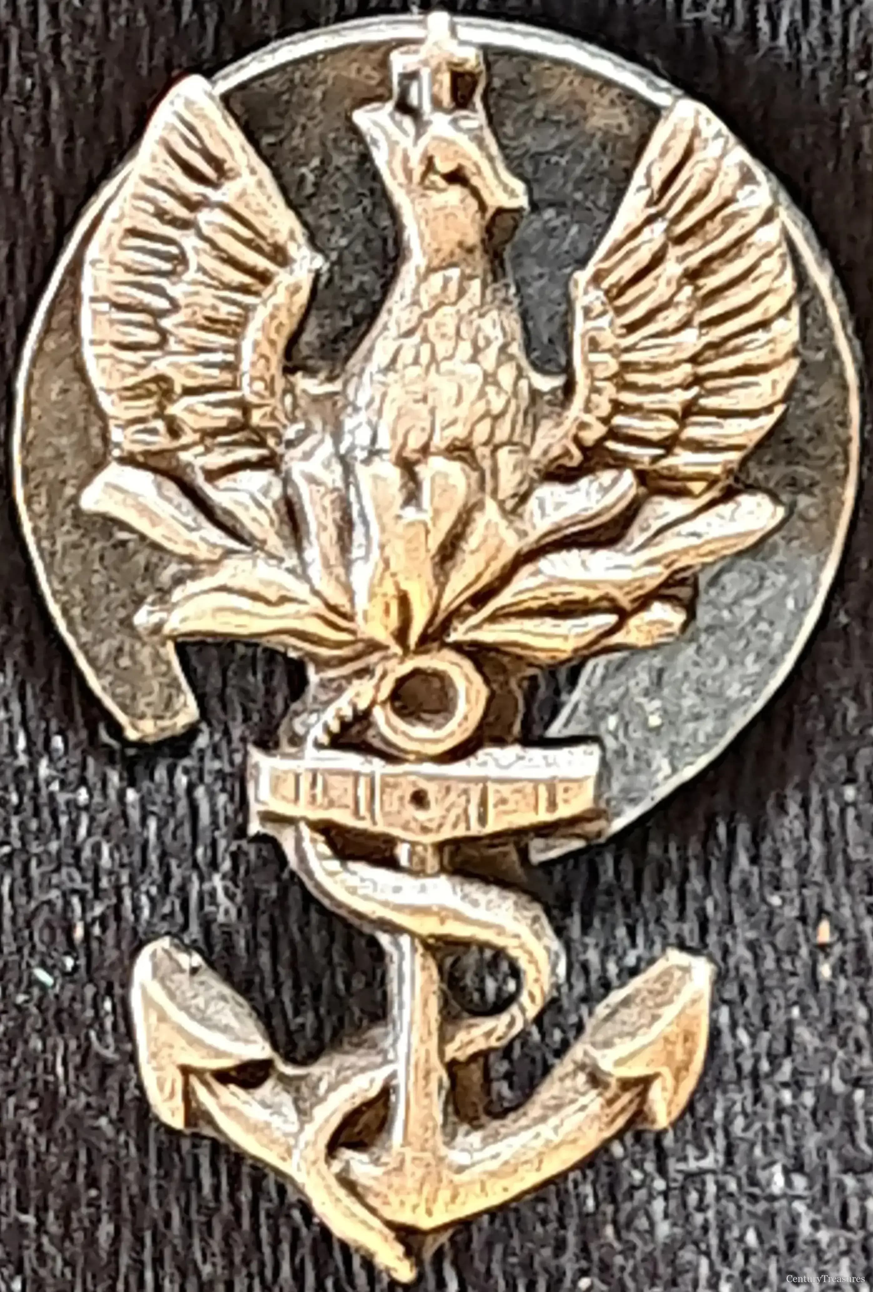 Polish Navy Silver Officer Lapel Miniature Badge
