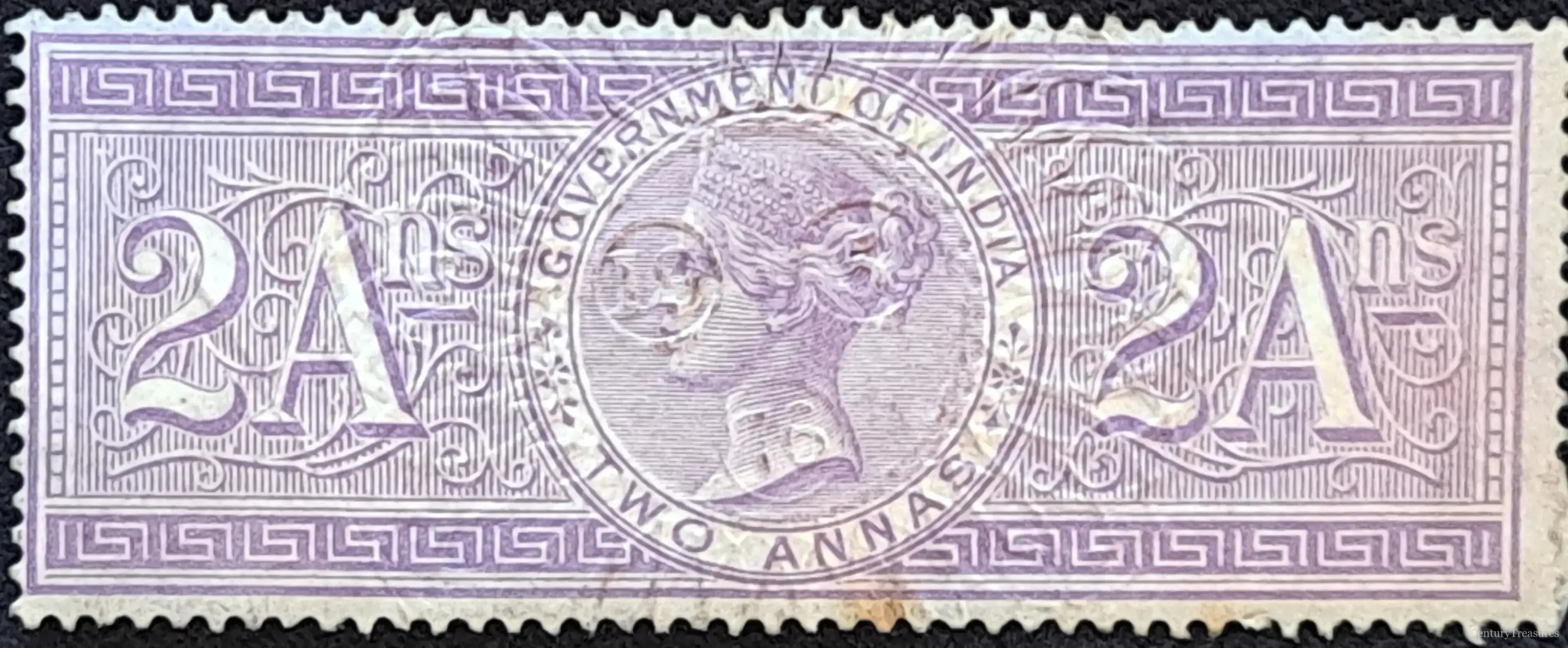 India Queen Victoria 2 Annas Revenue Stamp