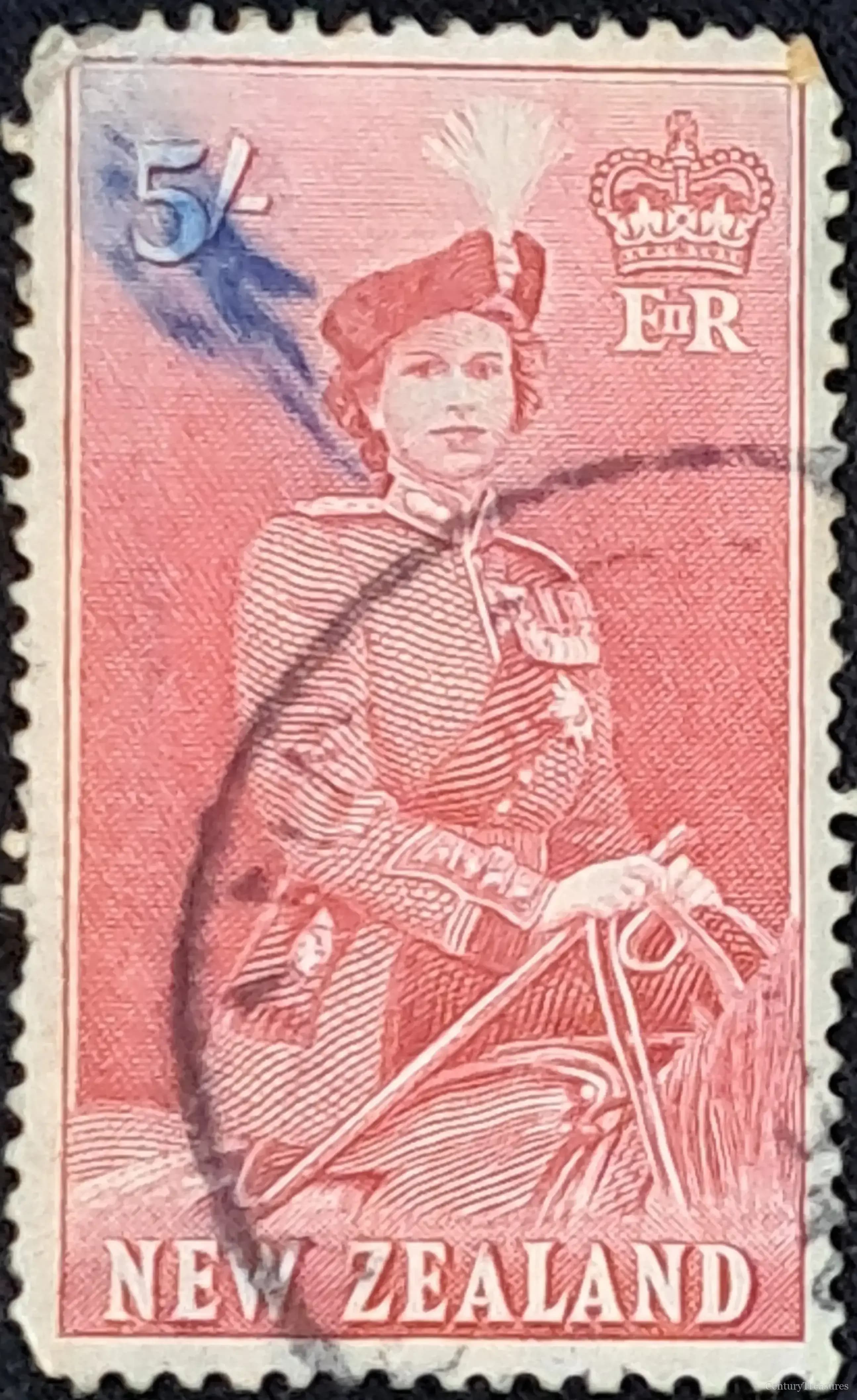 New Zealand Queen Elizabeth II 5-Shilling Equestrian Stamp