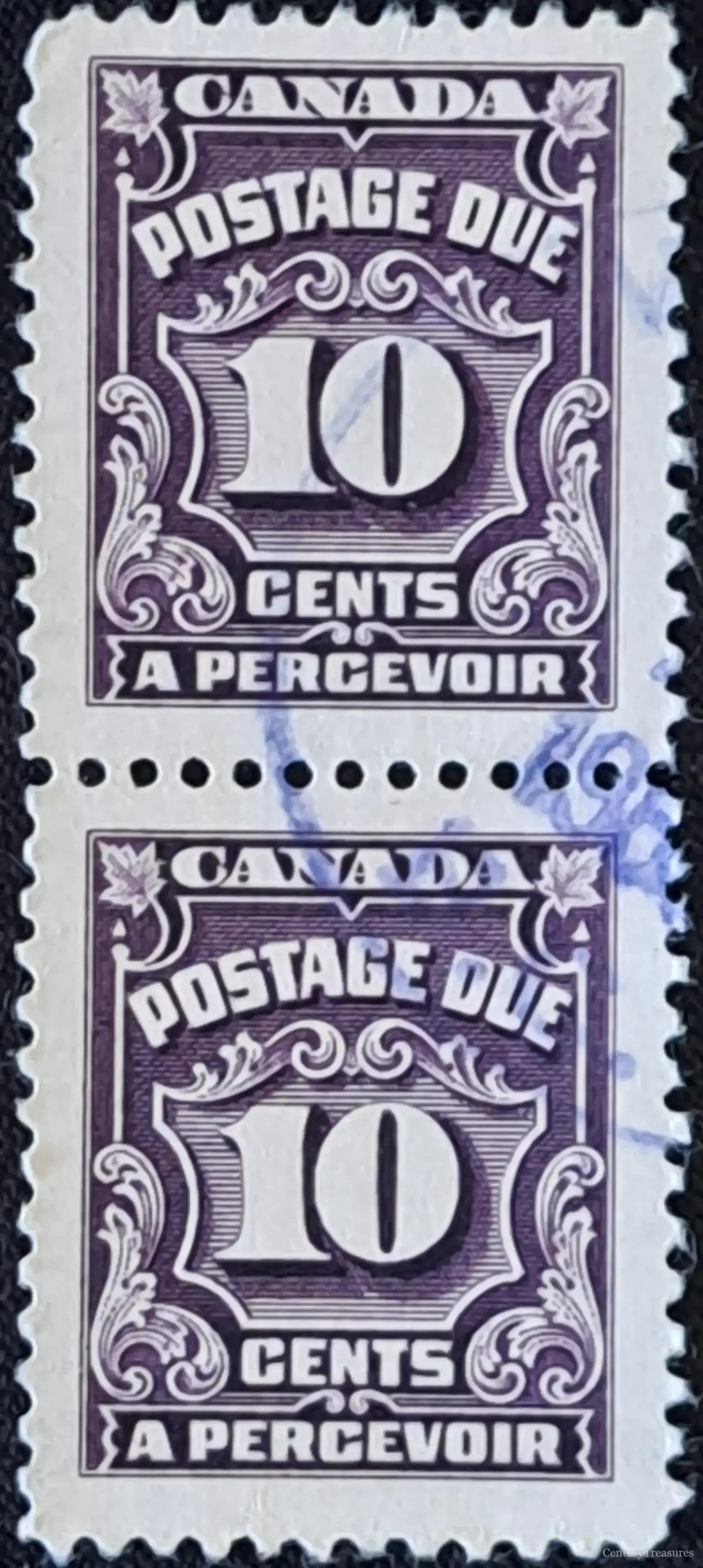 Canada 10¢ Violet Fourth Postage Due Issue Pair