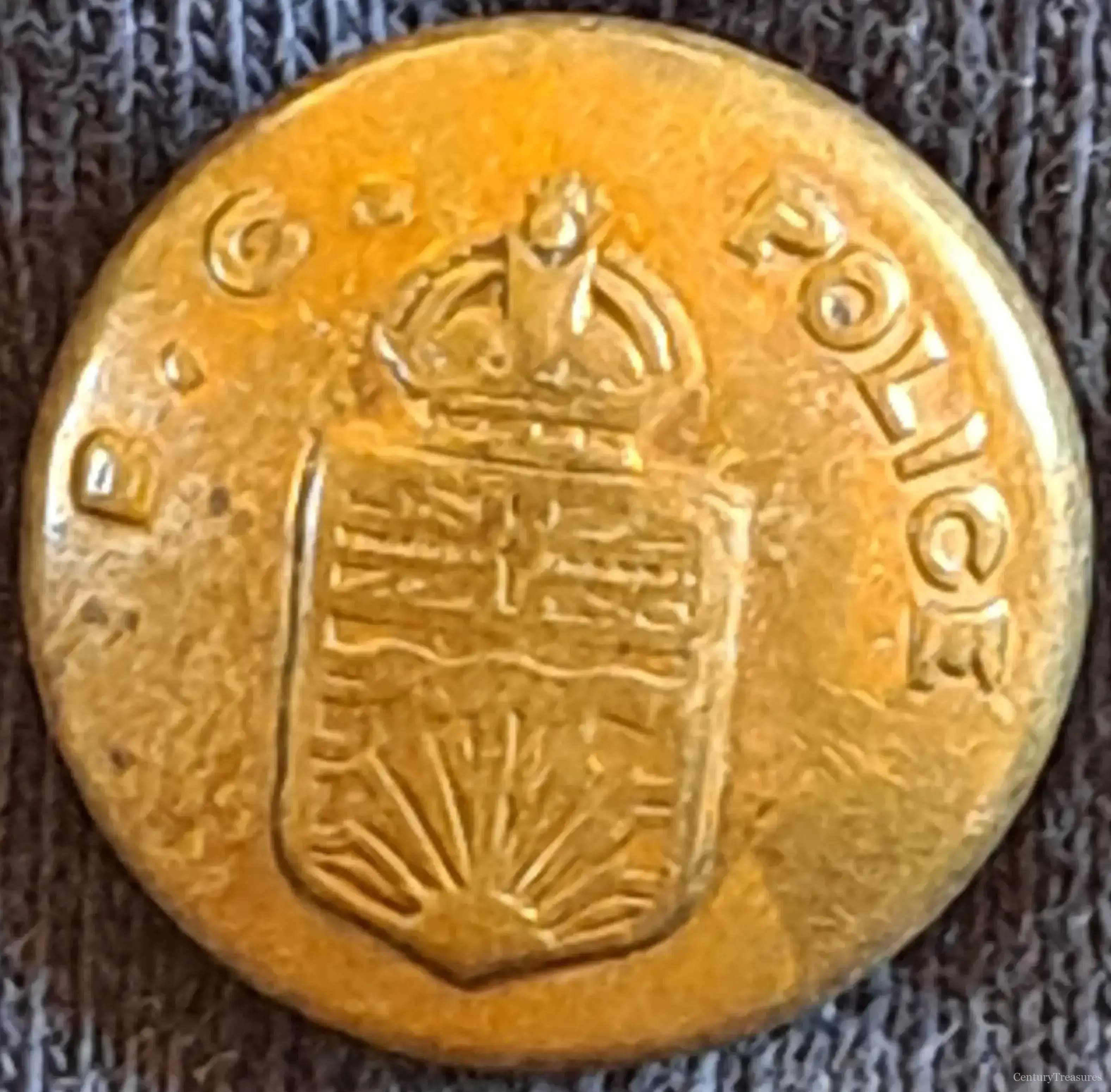 British Columbia Provincial Police Uniform Button
