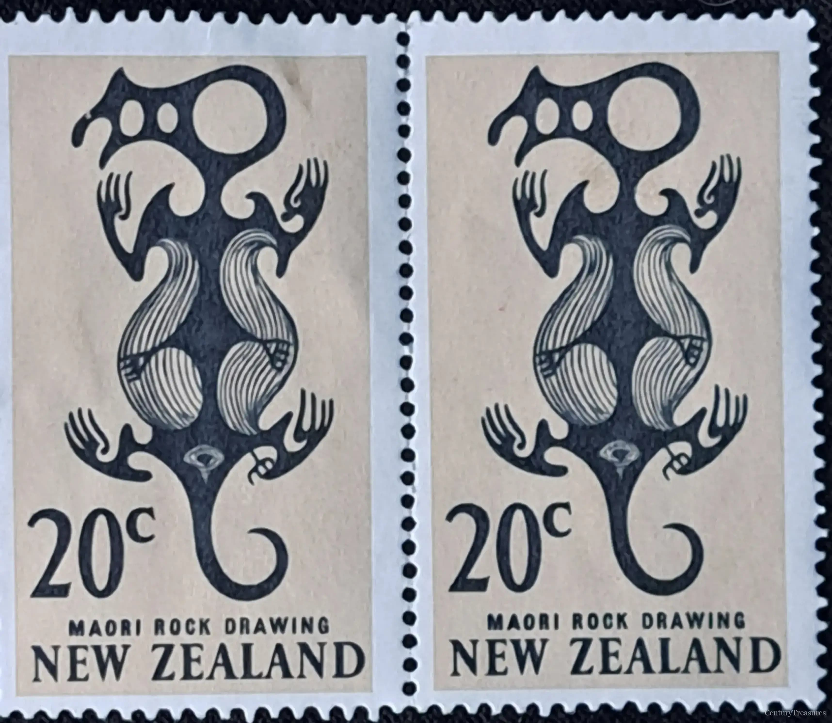 New Zealand Māori Rock Drawing Pair