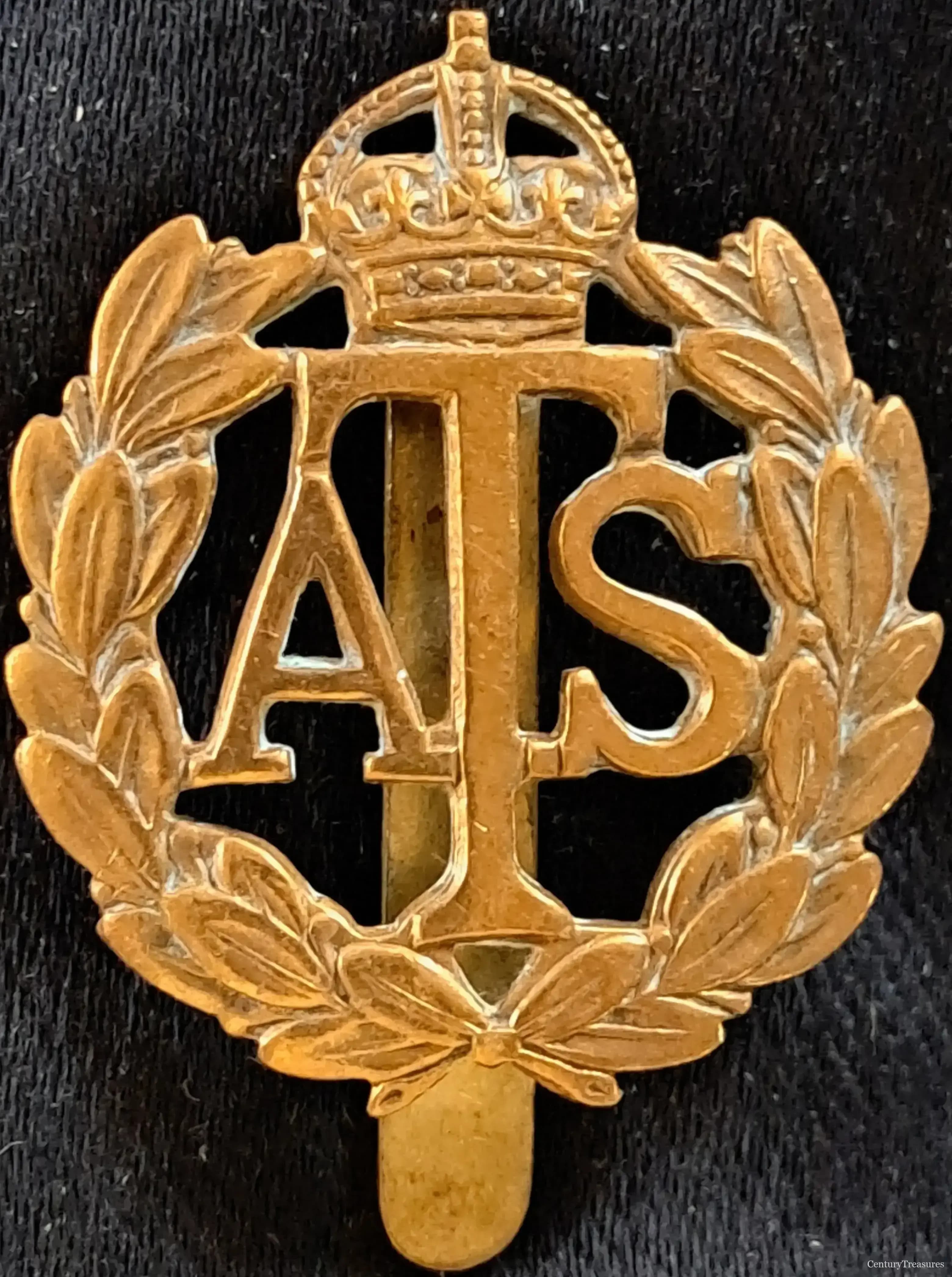 Auxiliary Territorial Service Brass Cap Badge