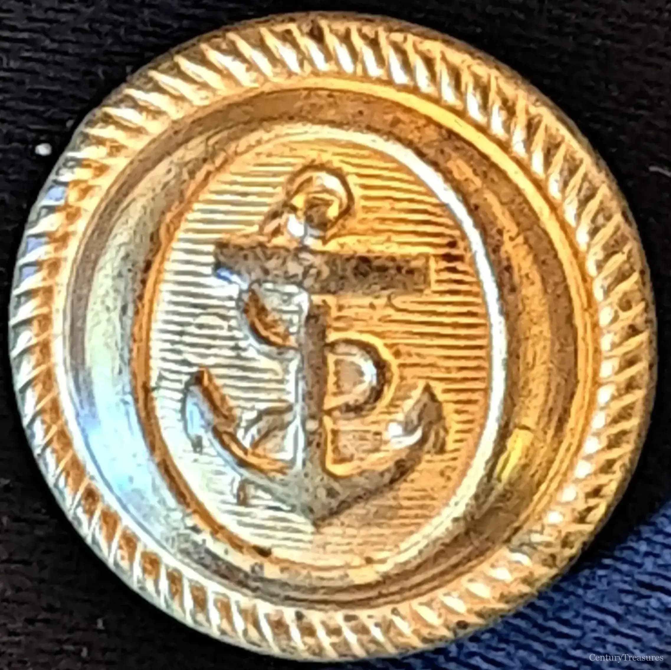 Vintage Brass Naval Uniform Button