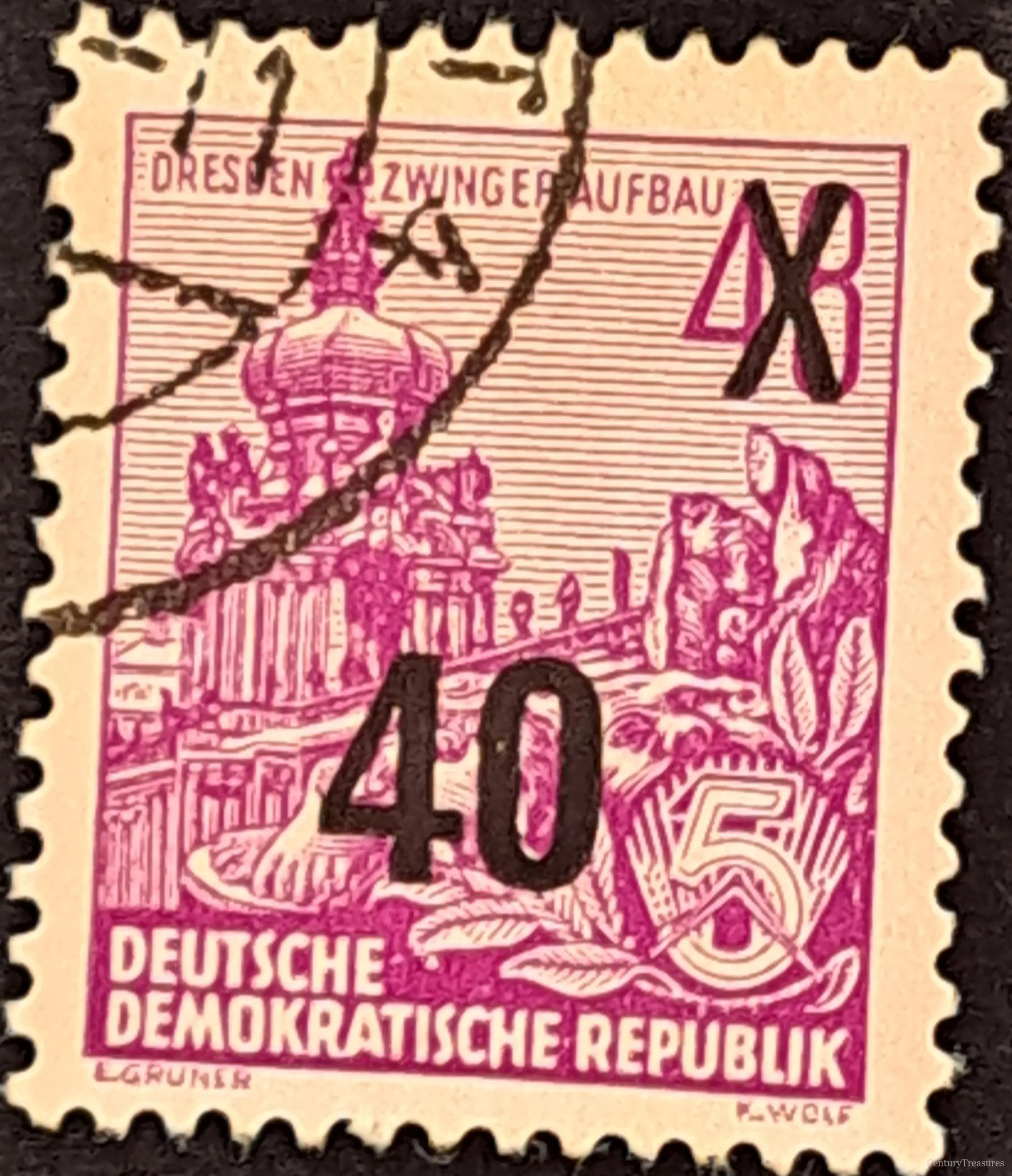 East Germany (DDR) The Surcharged Baroque Gateway