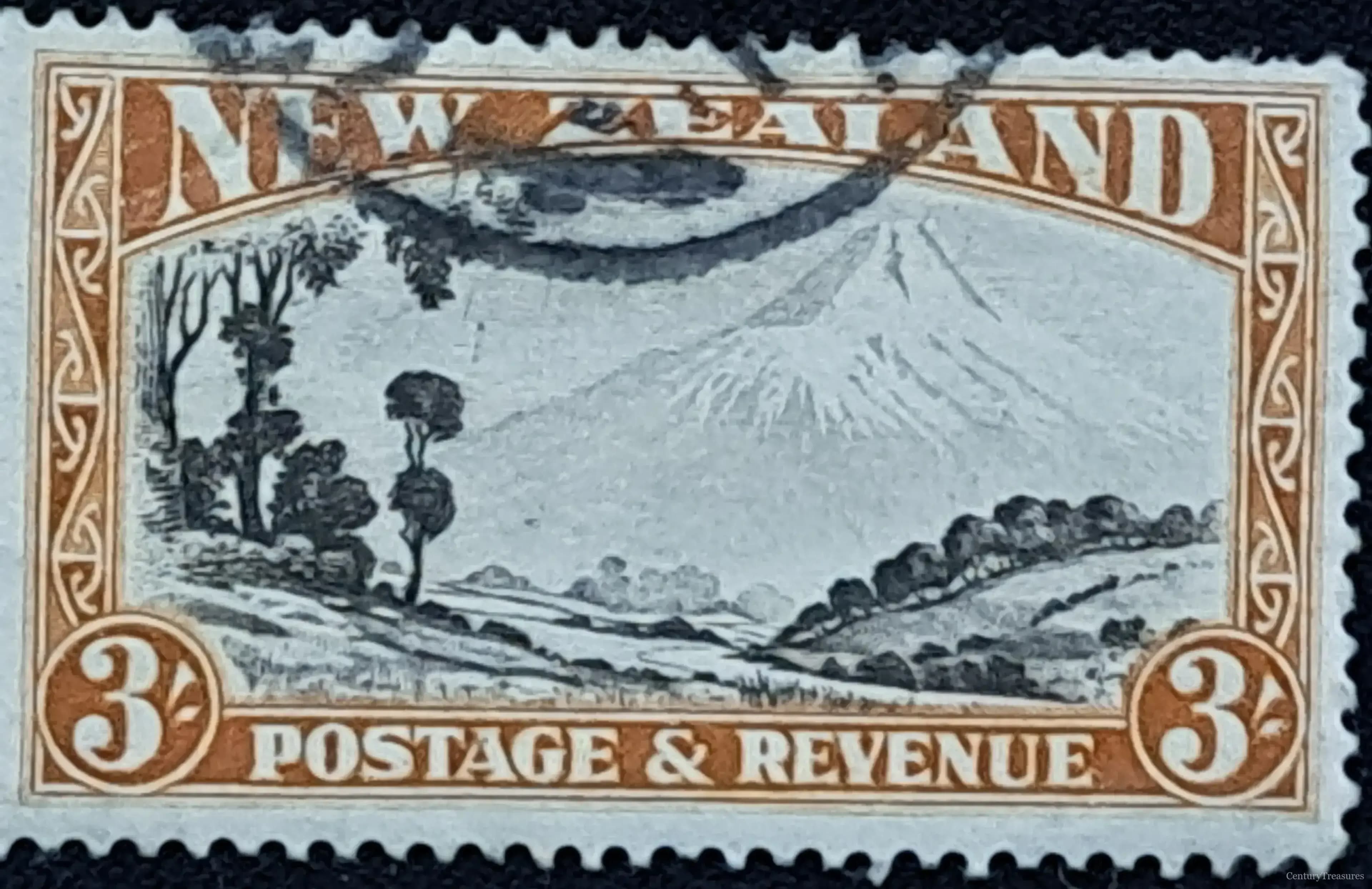 New Zealand Three Shilling Mount Egmont Stamp