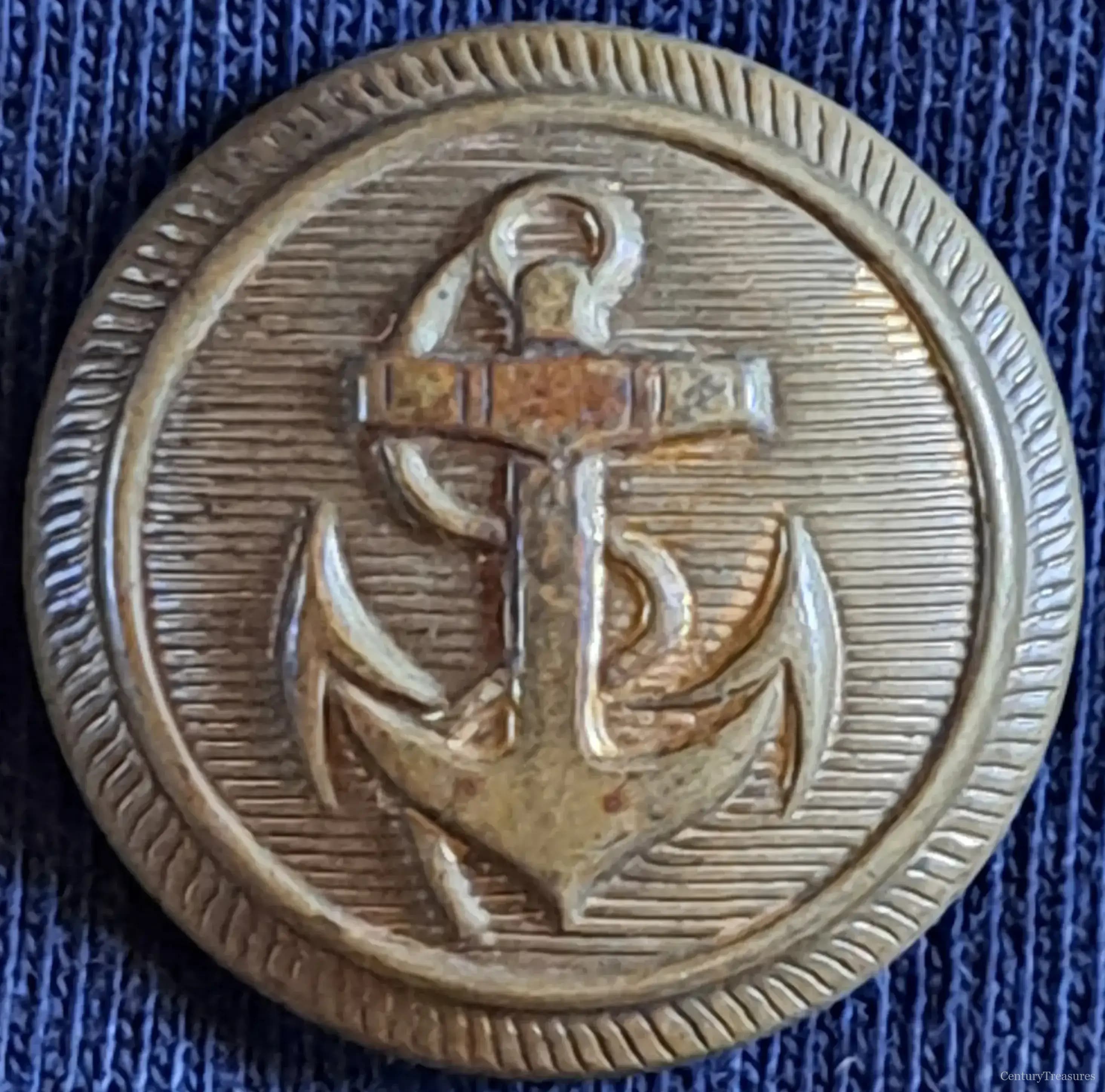Vintage Merchant Navy Brass Uniform Button