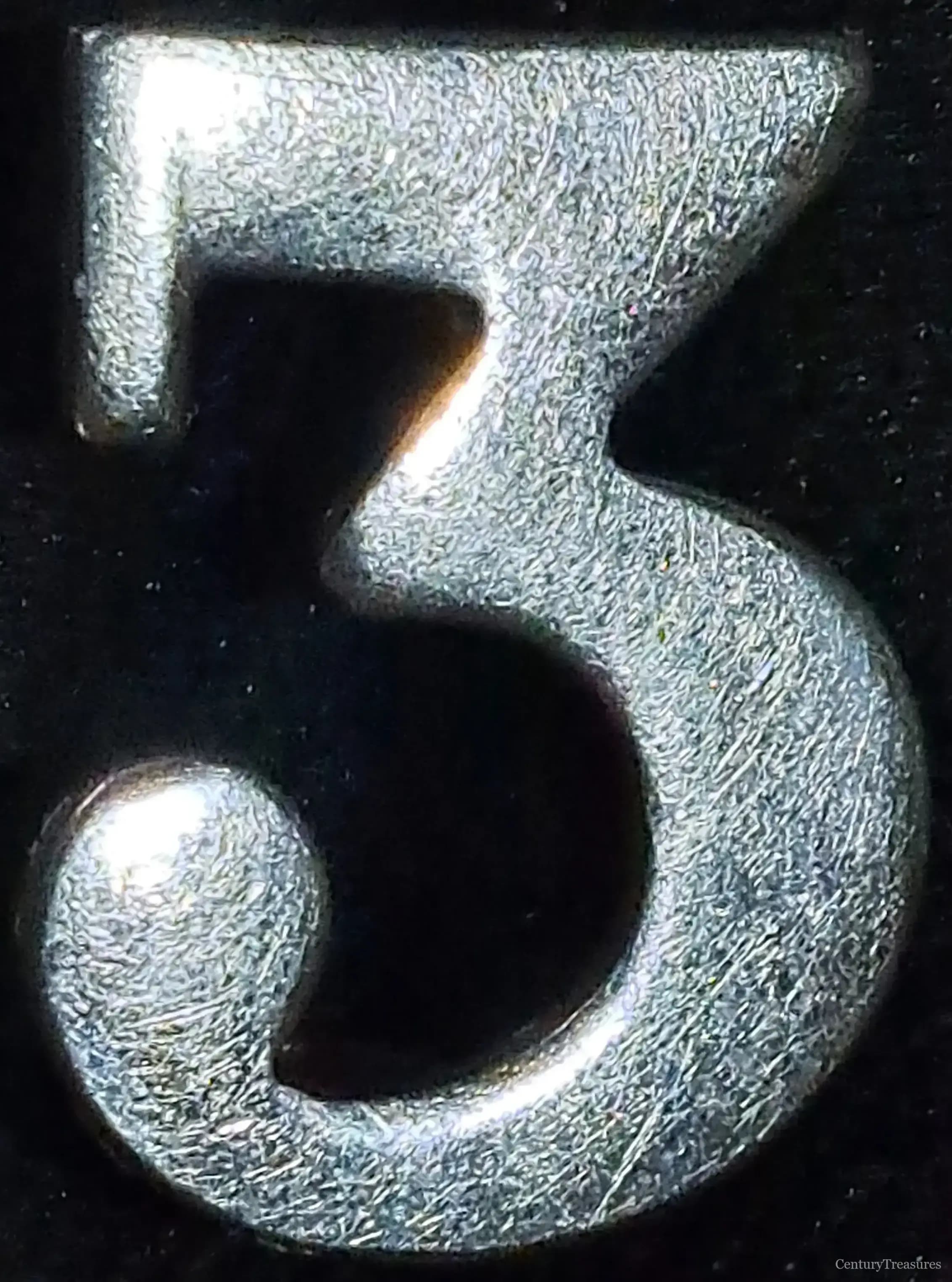 White Metal Numeral "3"