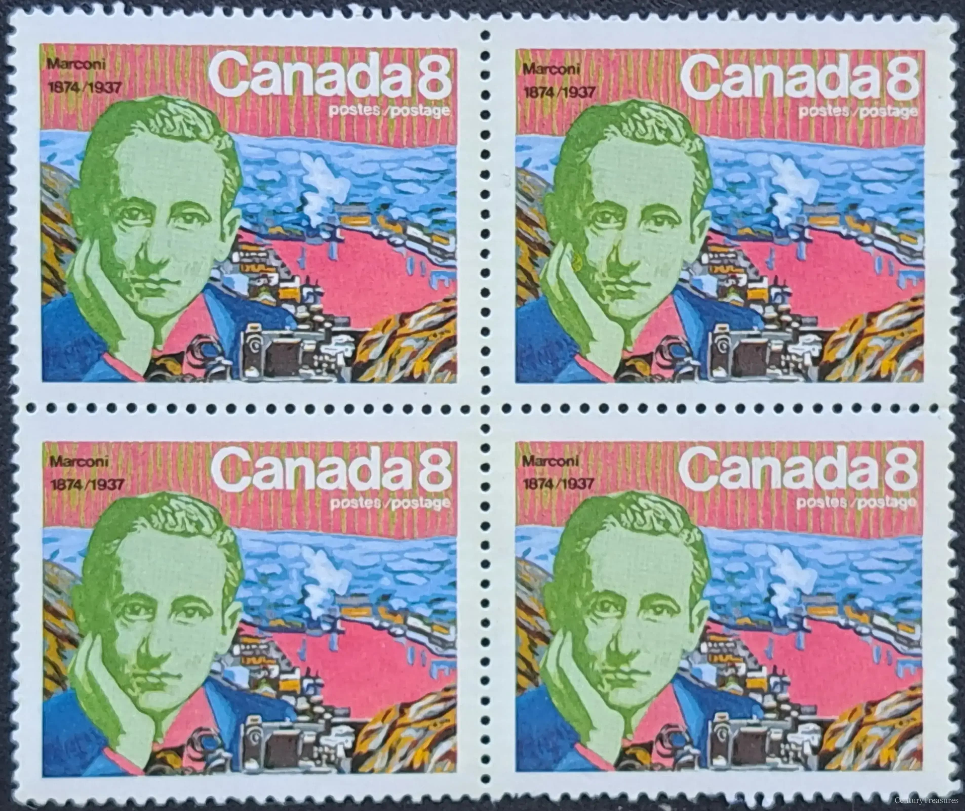 Canadian Guglielmo Marconi Centenary Postage Stamp Block