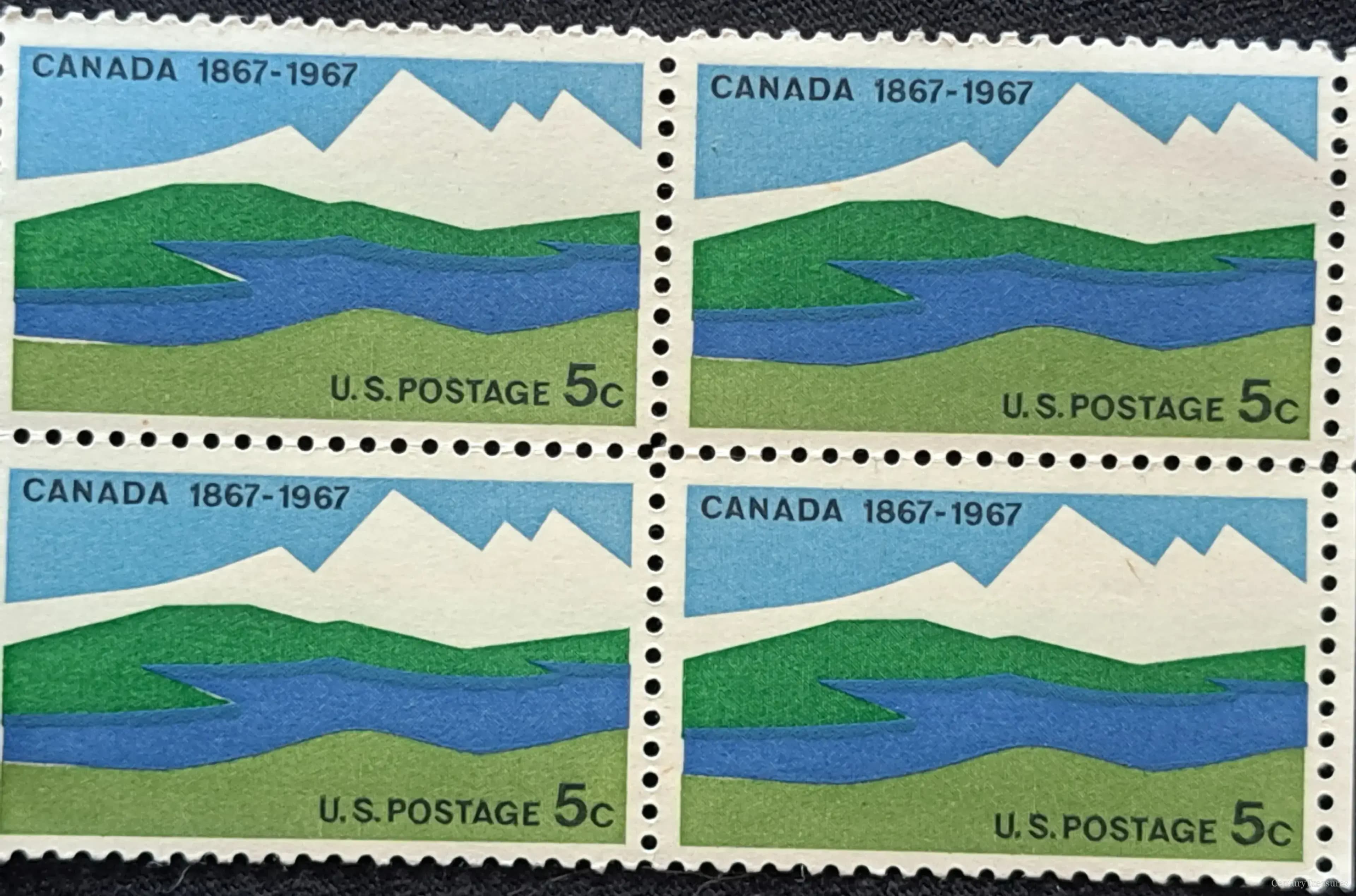 US Canada Centennial Commemorative Plate Block