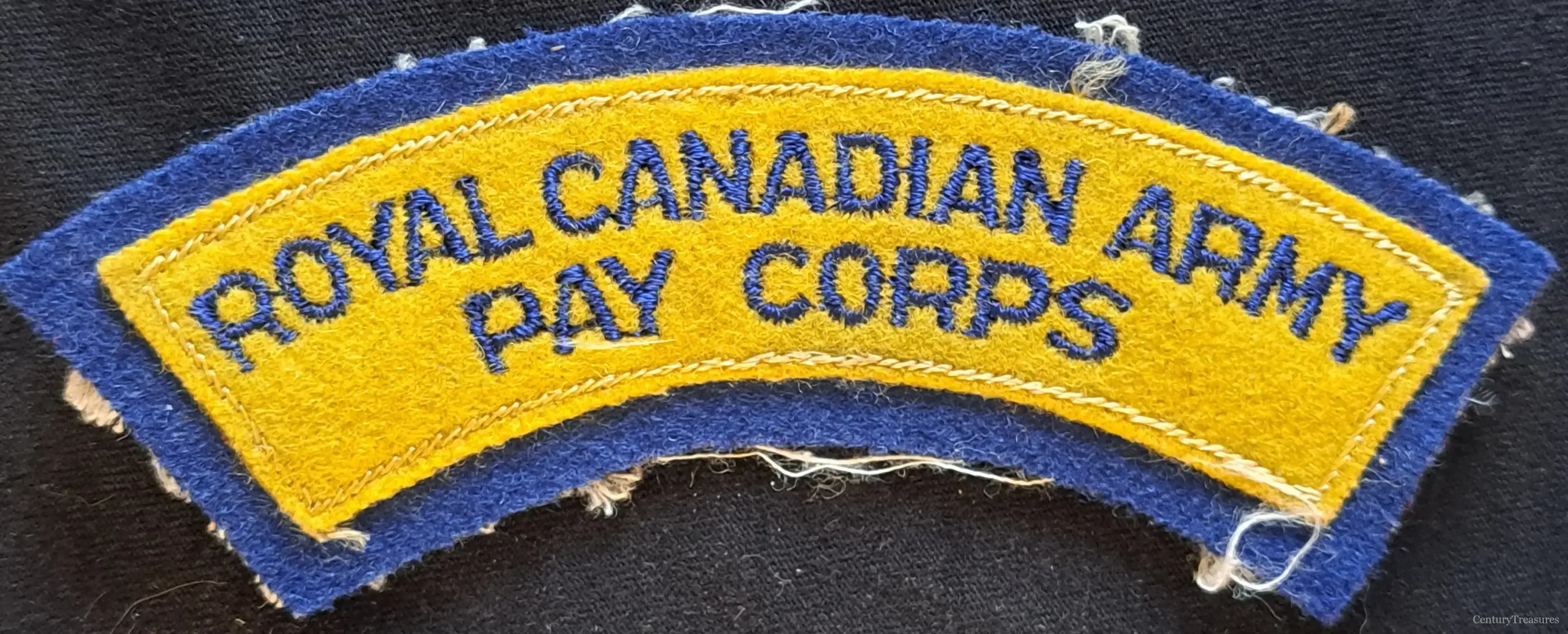 Royal Canadian Army Pay Corps Cloth Shoulder Title