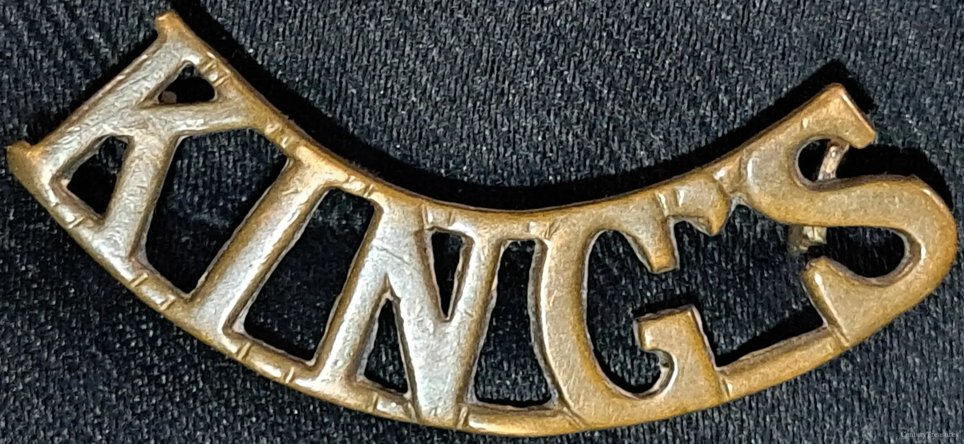 King's Regiment Brass Shoulder Title