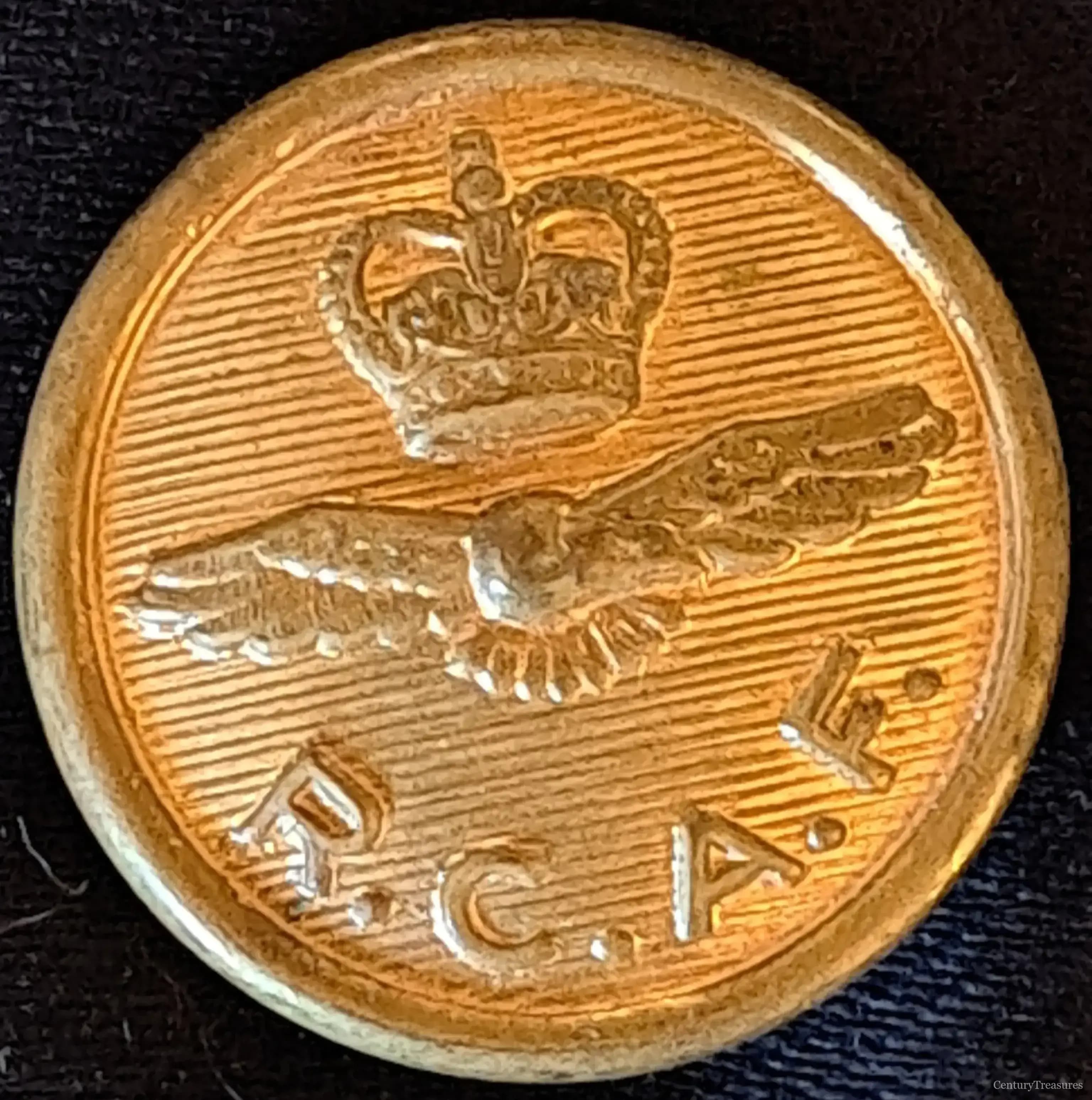 Royal Canadian Air Force Queen's Crown Uniform Button