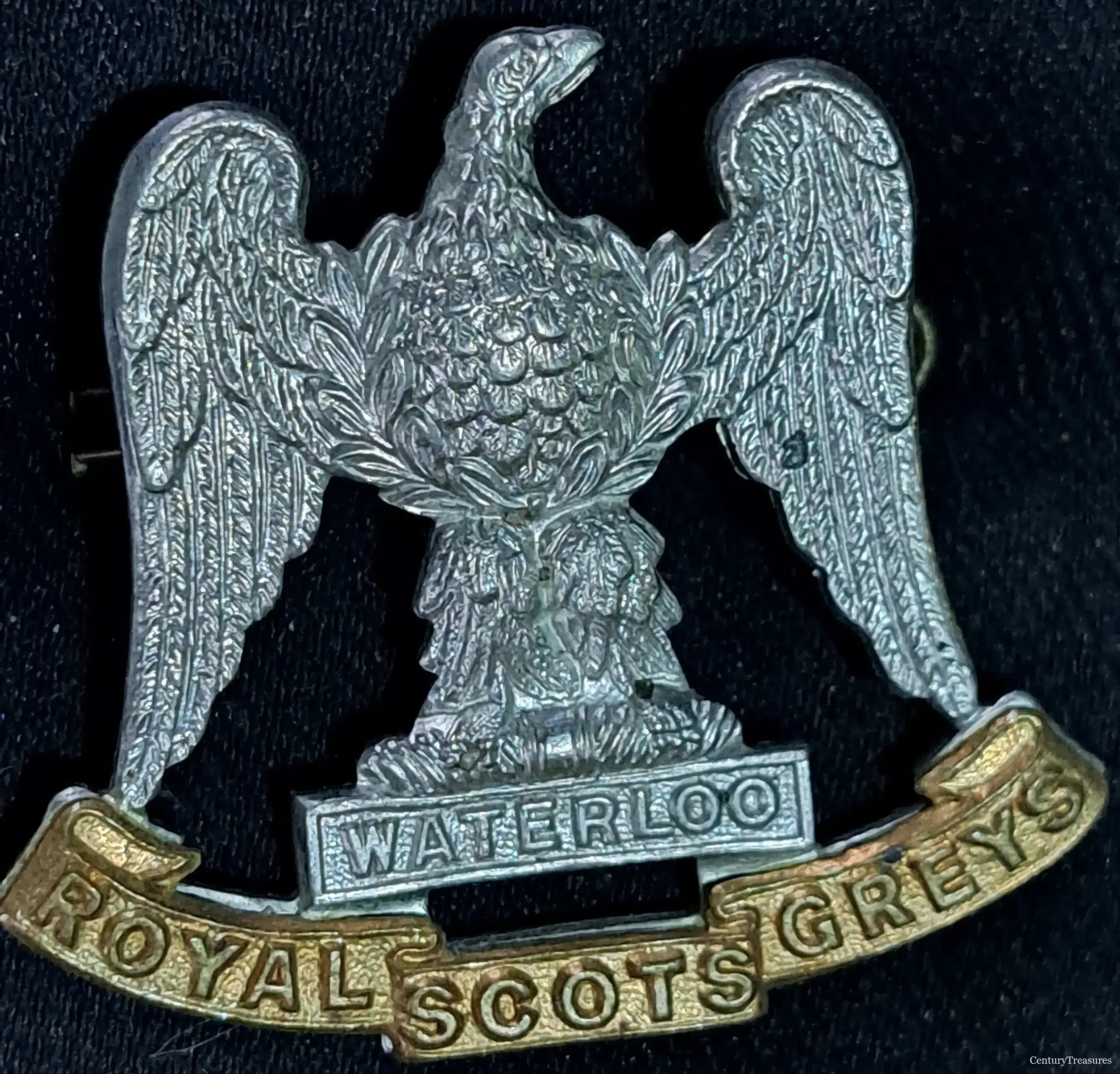 Royal Scots Greys Waterloo Bi-Metal Cap Badge