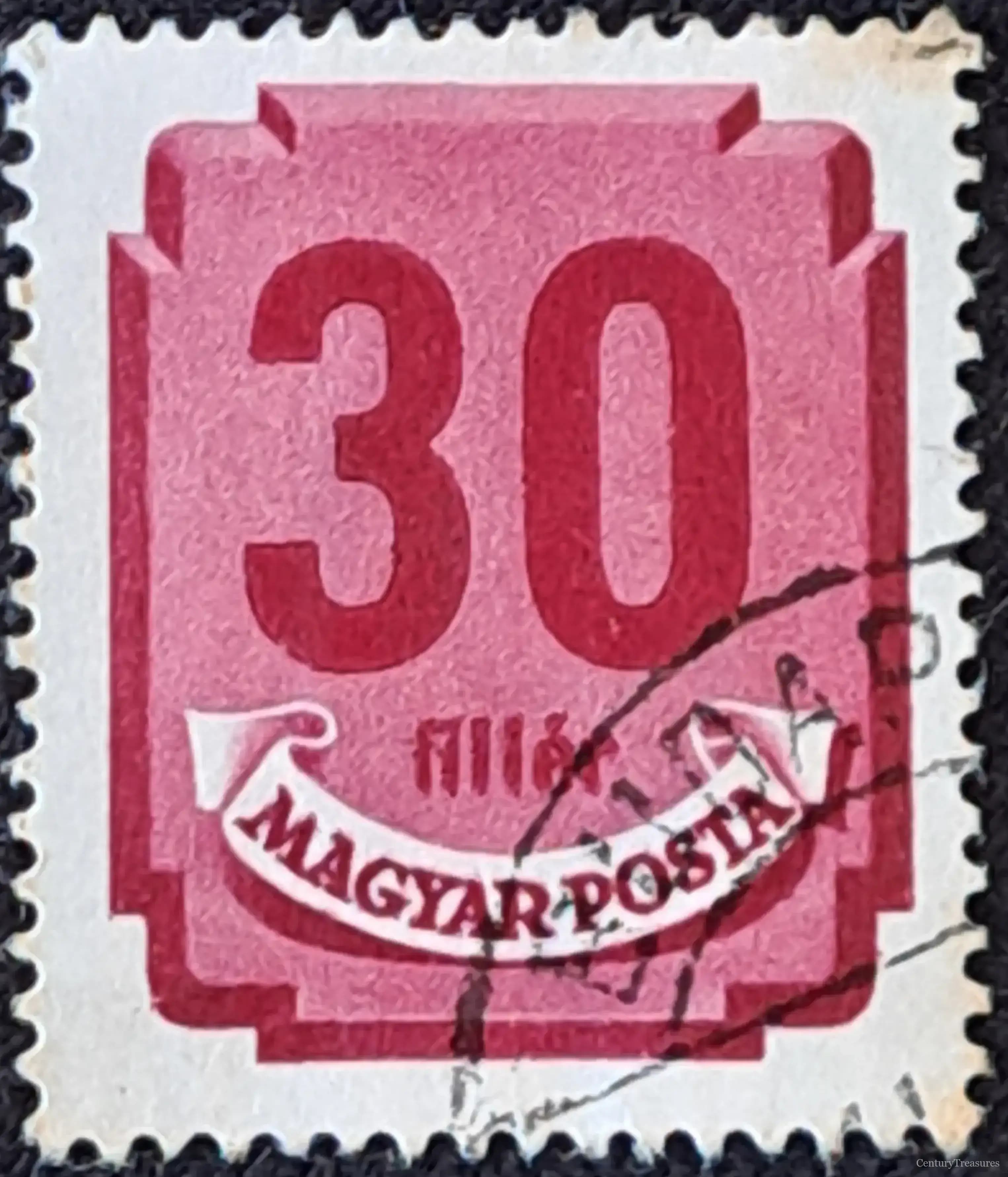 Hungarian 30 Fillér Numeral Postage Due Stamp
